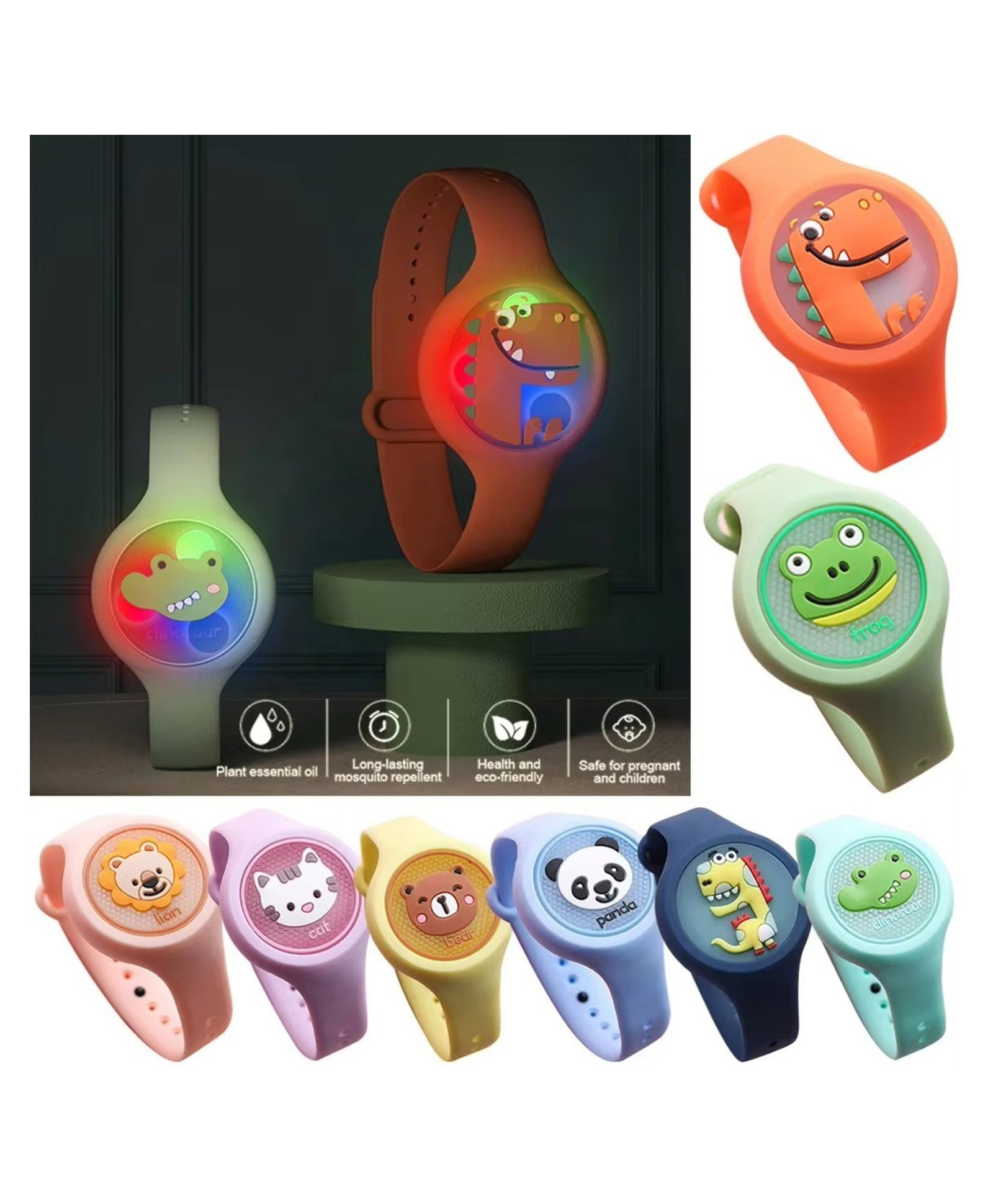 Luvlittle Mosquito Repellent Bands with Led Light Up Insect & Bug Pest Repeller Waterproof Bracelet Pack of 2 - MultiColour