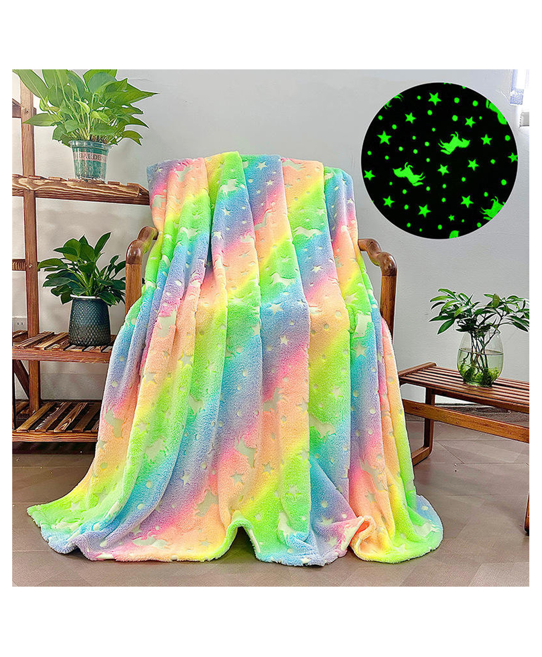 Happy Hues Unicorn Glow in The Dark Blanket Super Soft Fluffy-Flannel Fleece All Season Blanket - Bright Fluorescent-image-15