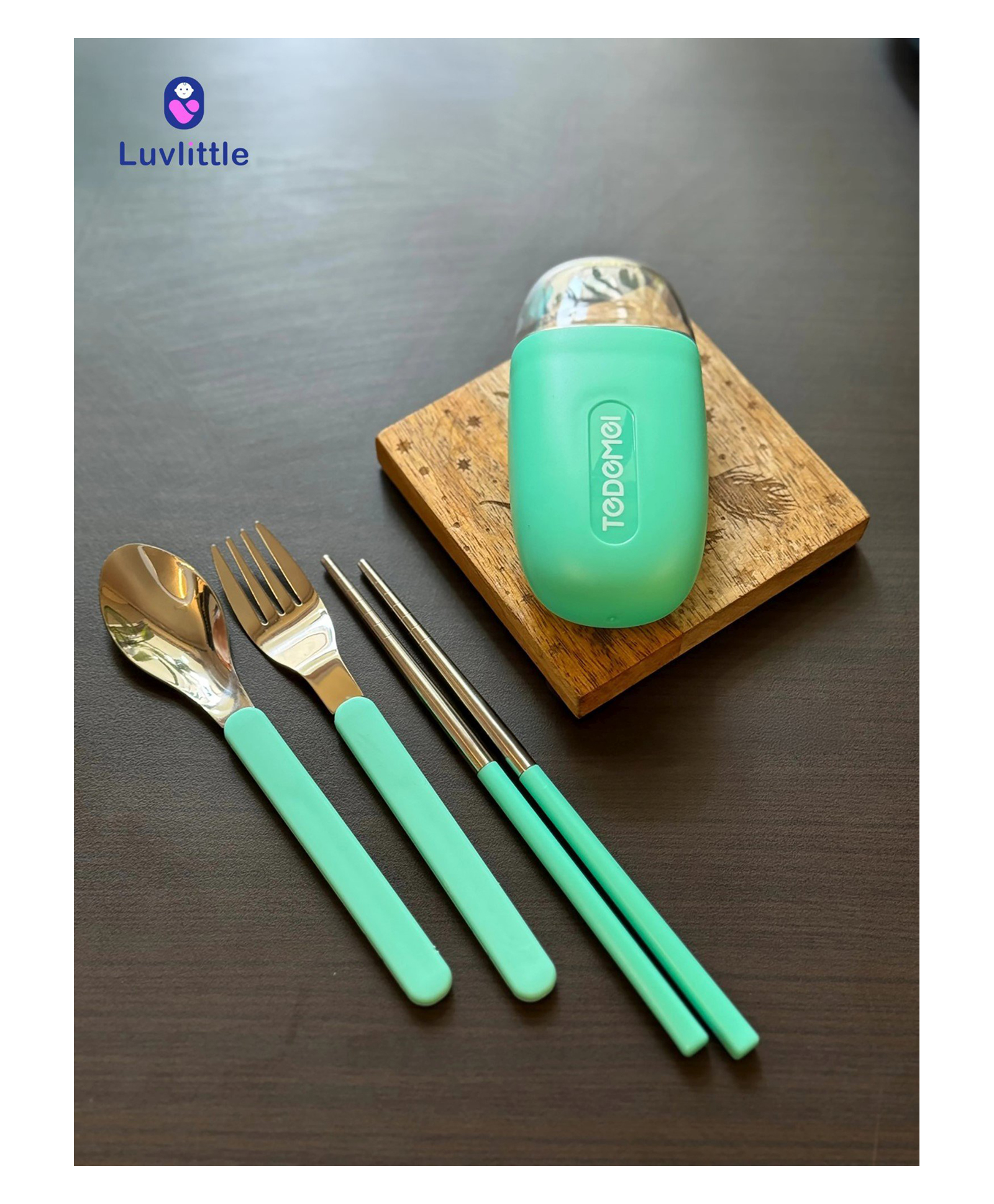 LuvLittle Travel Kawaii Cutlery Set- Green-image-29