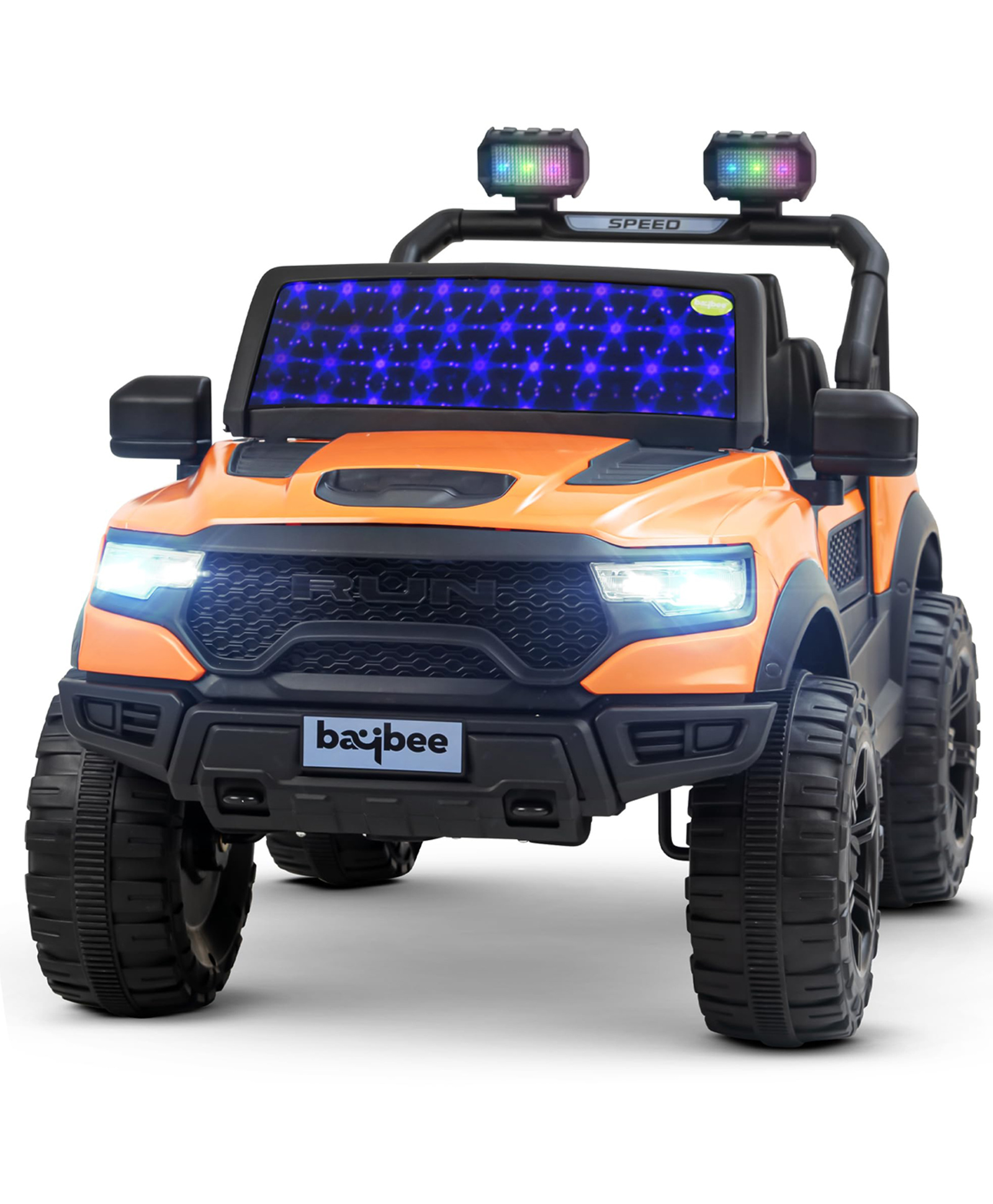 Baybee Run Battery Operated Jeep for Kids, Ride on Toy Kids Car with Windshield Light & Music (Orange)-image-46