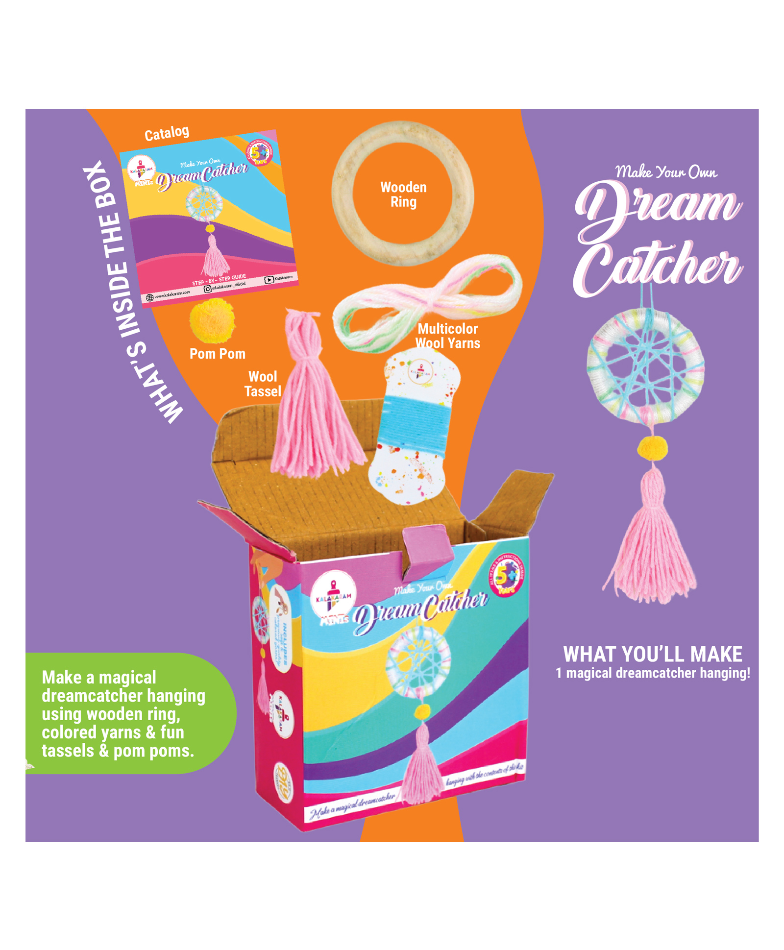 Kalakaram Make Your Own Dreamcatcher Hanging Mini Kit-image-17