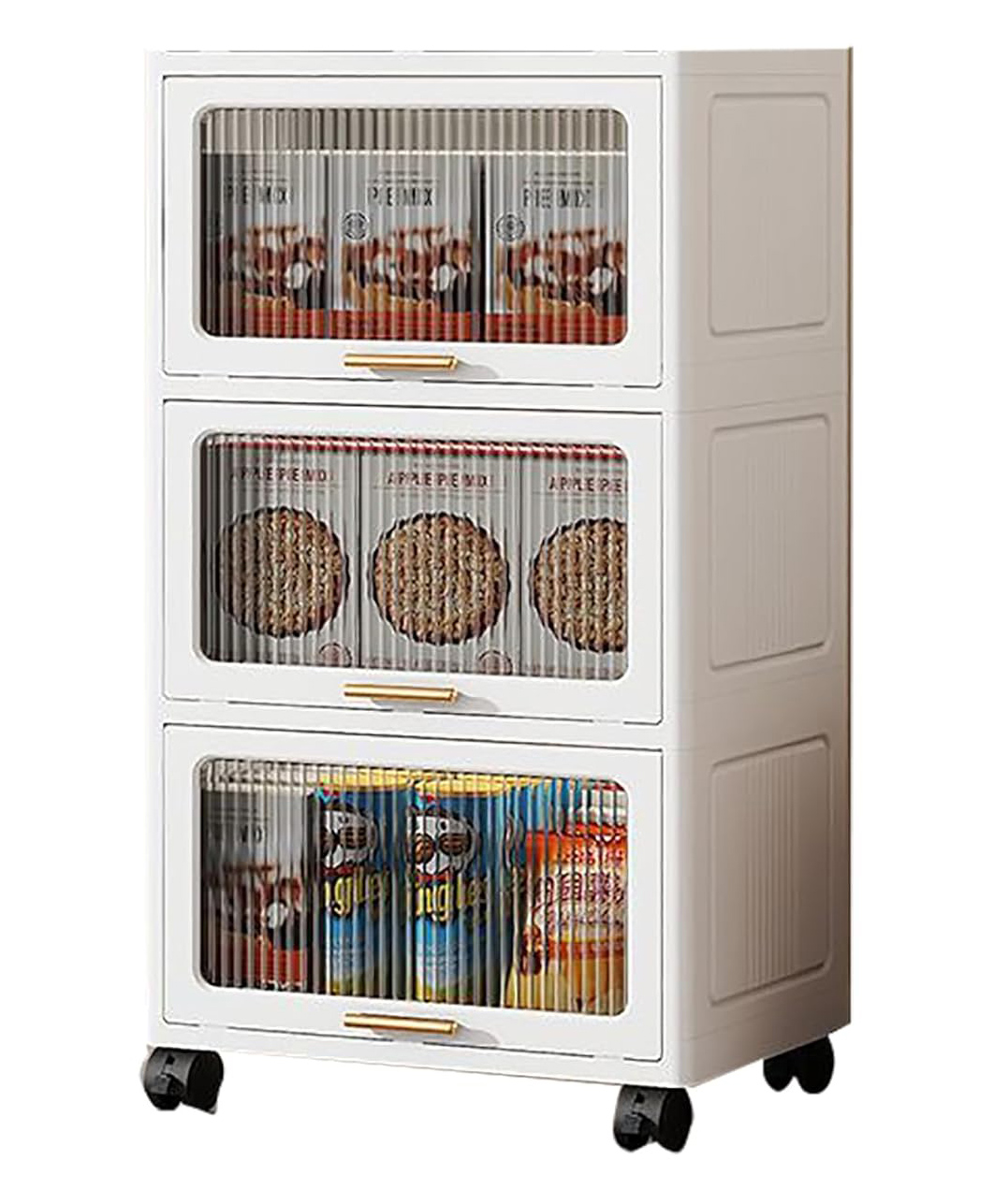 House of Quirk Foldable Storage Box,Closet Organizers and Storage,Plastic Storage Cabinet for Craft Toy Organizer,Stackable Storage Containers with Doors and Lids for Organization (3Layer 55cm White)-picture-38