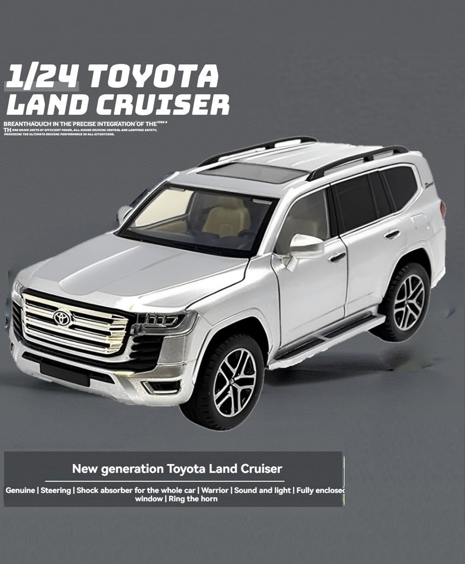 ADKD 1:24 Scale Die Cast Toyota Land Cruiser Car Model Metal Car with Openable Doors & Pull Back with Sound and Light - (Colour May Vary/ Random Color)-picture-21