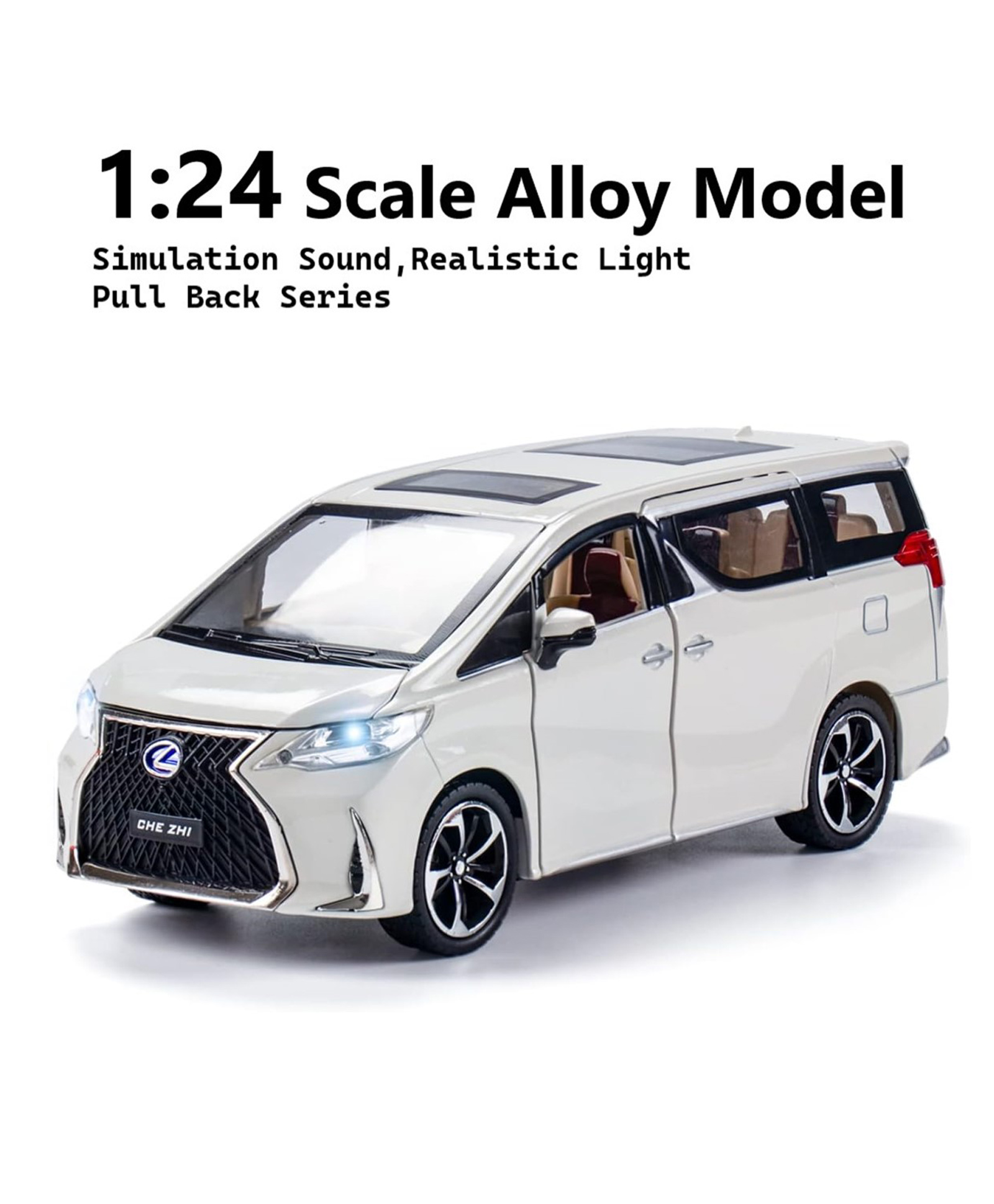 ADKD 1:24 Scale Die Cast Lexus LM300 Car Model Metal Car with Openable Doors & Pull Back with Sound and Light - (Colour May Vary/ Random Color)-picture-22