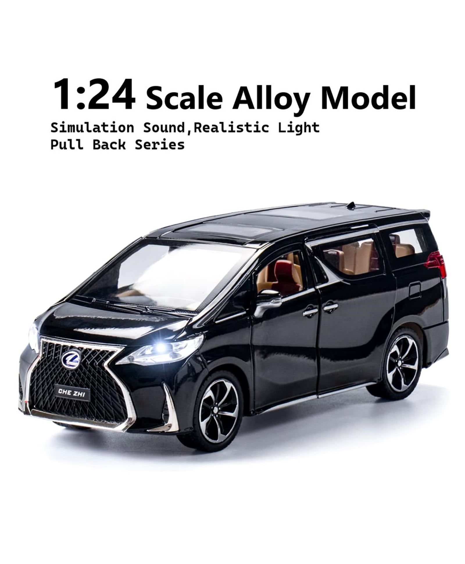 ADKD 1:24 Scale Die Cast Lexus LM300 Car Model Metal Car with Openable Doors & Pull Back with Sound and Light - (Colour May Vary/ Random Color)-picture-17
