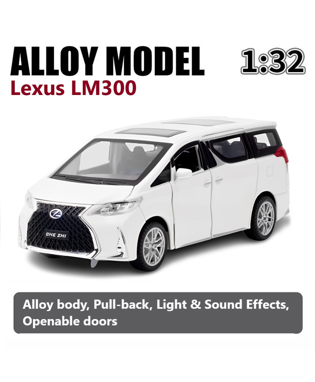 ADKD 1:32 Scale Die Cast Lexus LM300 Car Model Metal Car with Openable Doors & Pull Back with Sound and Light - (Colour May Vary/ Random Color)-picture-20