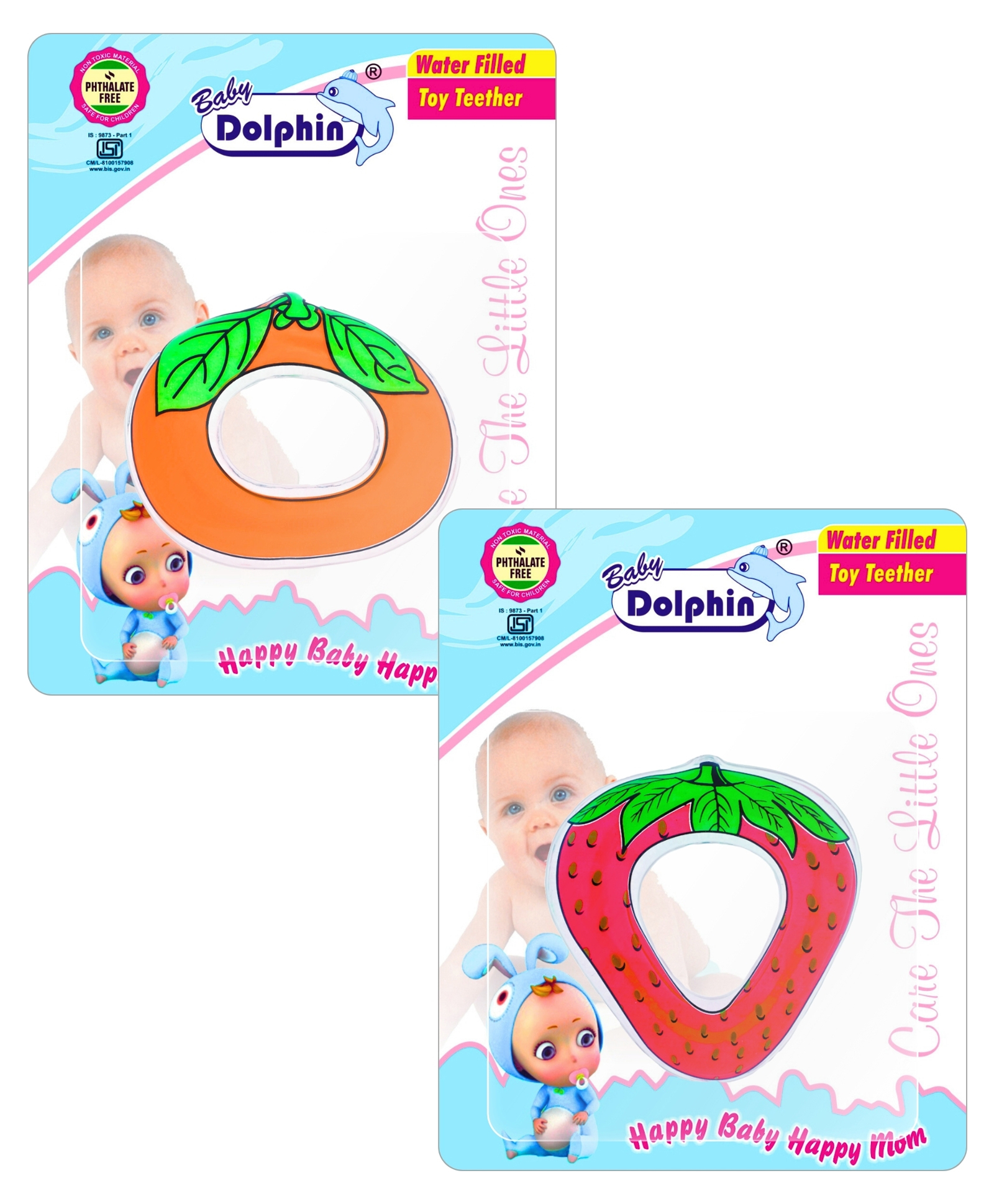 Baby Dolphin Water Teether | Pack of 2 | Water Filled Toy Teether | Baby Teether | Soft Teething Toy | Safe Drinking Water-Filled | Gum Soother | Non Toxic | Orange & Strawberry.-picture-12
