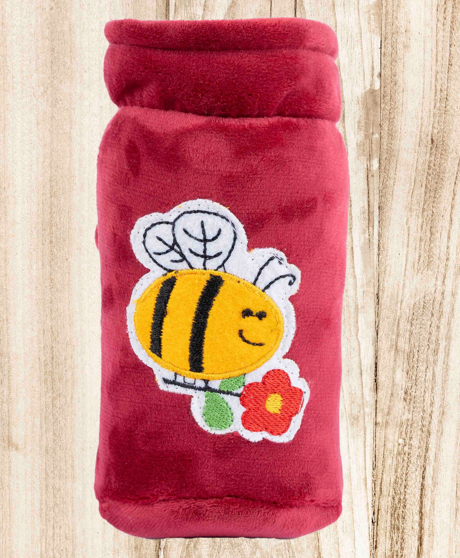 Mittenbooty Baby Broad Neck Bottle Cover for feeding Bottle upto 260 ml & 330 ml Honeybee Patchwork - Red-image-6
