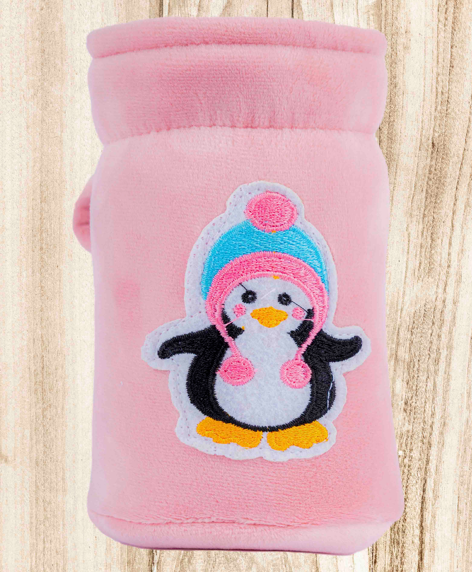 Mittenbooty Baby Broad Neck Bottle Cover for Feeding Bottle upto 150 ml Penguin Patchwork - Pink-image-3
