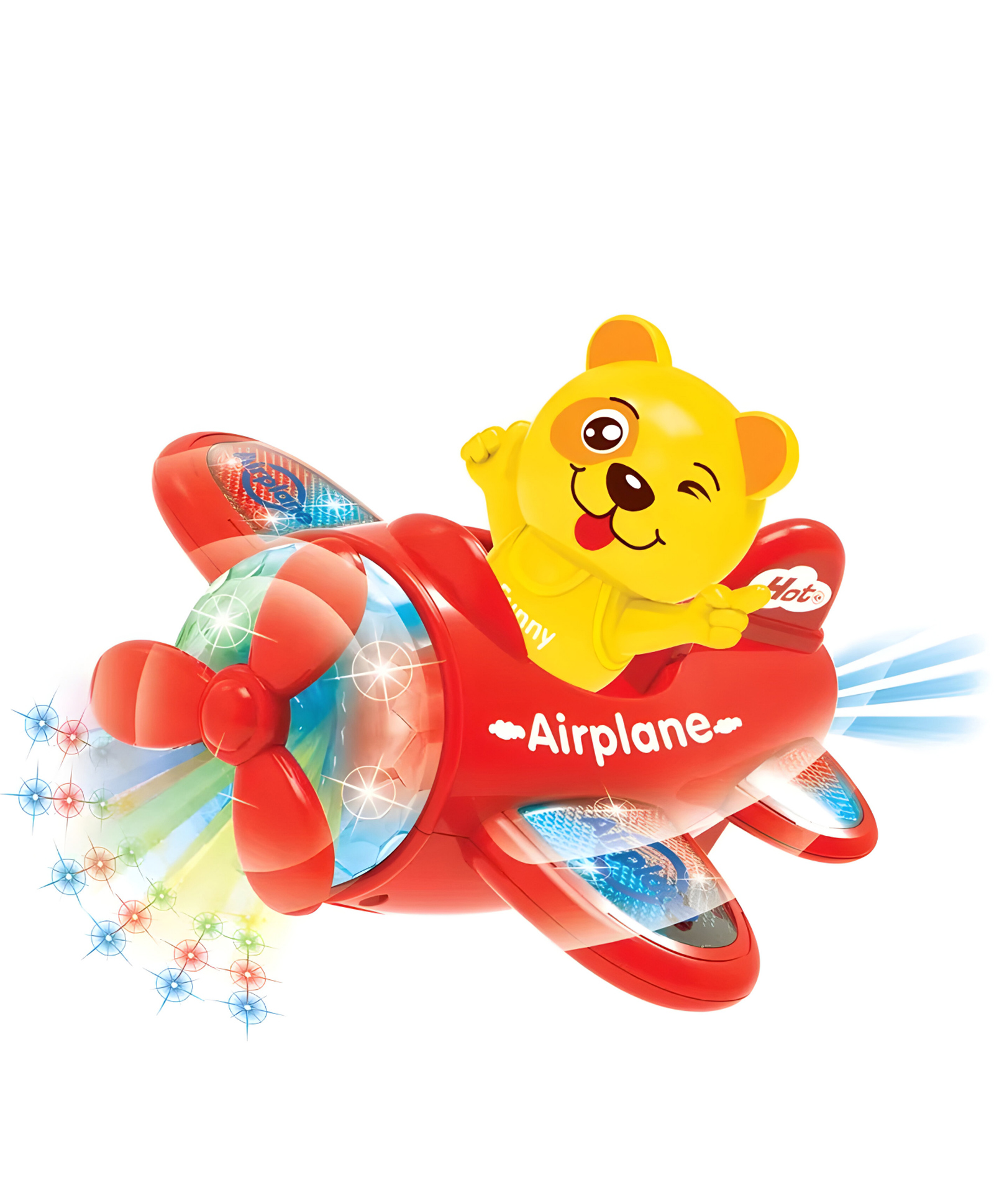NEGOCIO Cartoon Dog Electric Air Plane Motor Aircraft Toy With Colorful Light- Pack of 1- Color May Vary-image-46