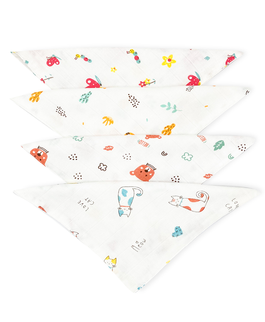 Zizuka Soft Cotton Muslin Face Wipes-Washcloth for newborn baby Pack of 4 -Multicolour L 21 x B 21 cm-picture-16