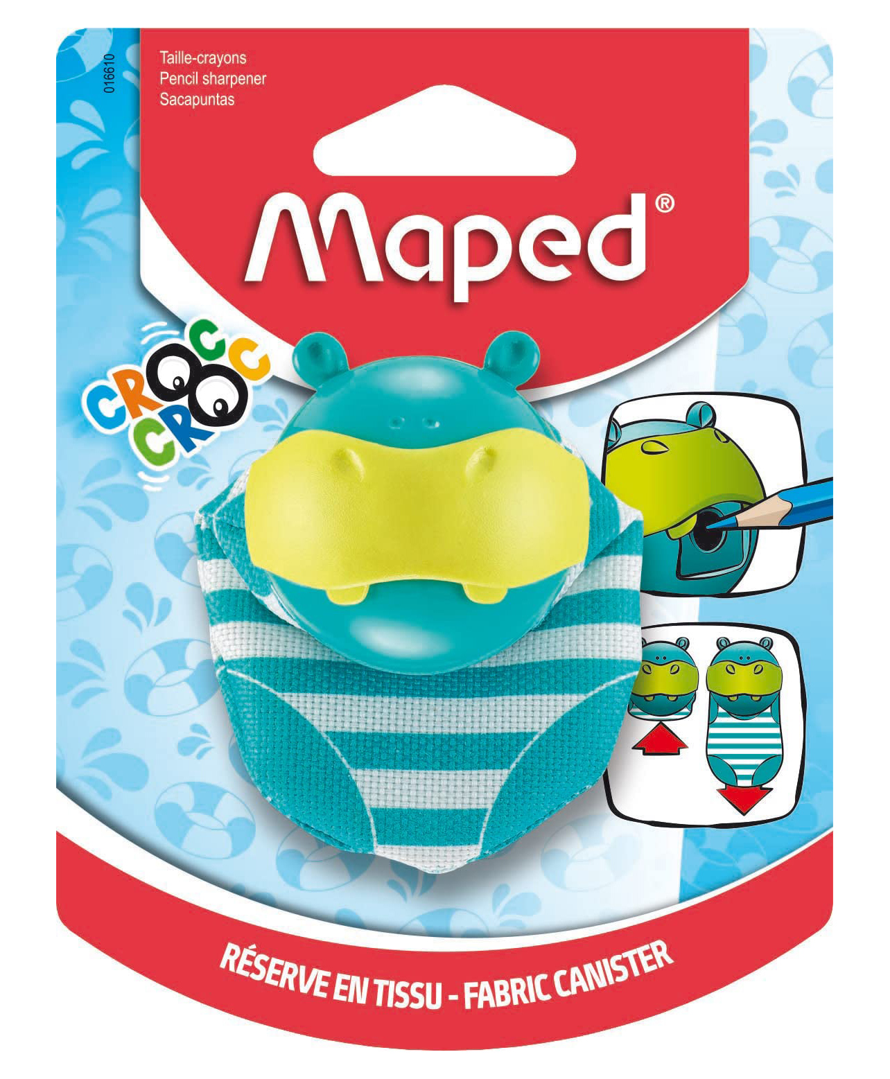 Maped Croc Croc Hippo 1 Hole Pencil Sharpener - Blue-picture-2