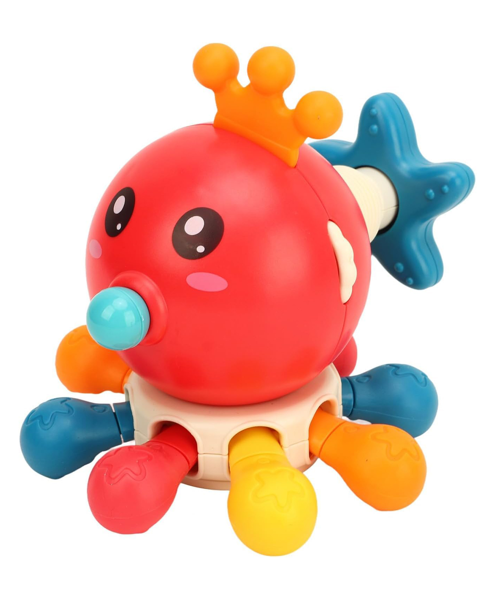 HAPPY HUES Octopus Rattle & Teether ToySensory Montessori Baby Toy for 6 Months+- Red-picture-15