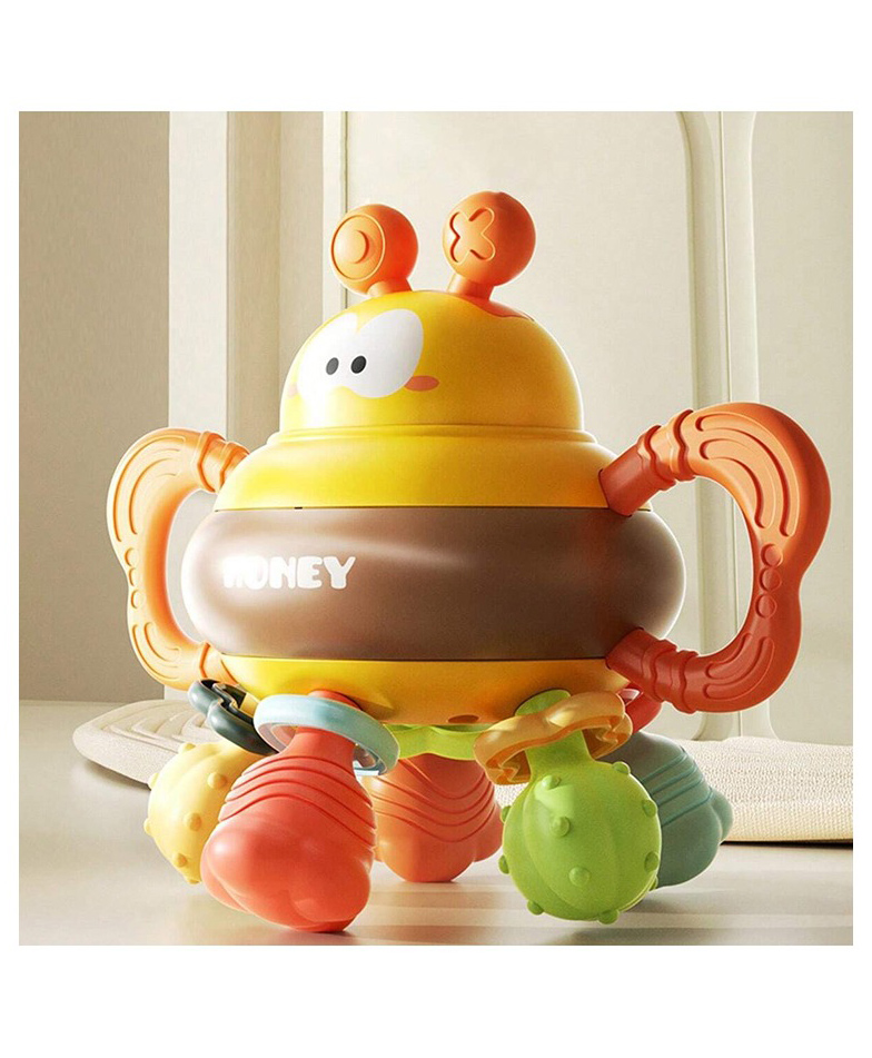 HAPPY HUES Silicone Rattle & Teether Toy- Baby Silicone Teething Toys - Sensory Toys-6 Months+-picture-22