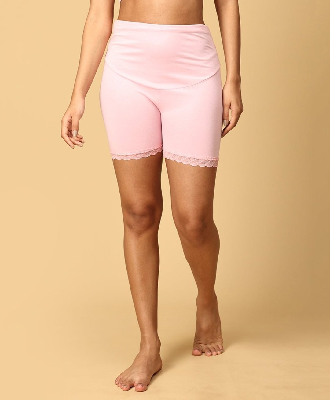The Mom Store Cotton Solid High Waist Maternity Shorts -Rose Pink-picture-18