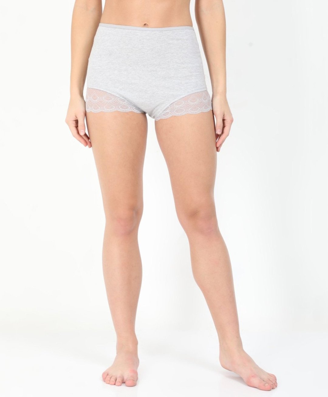 The Mom Store Cotton Lace Embellished High Waist Maternity Panty - Grey-image-4