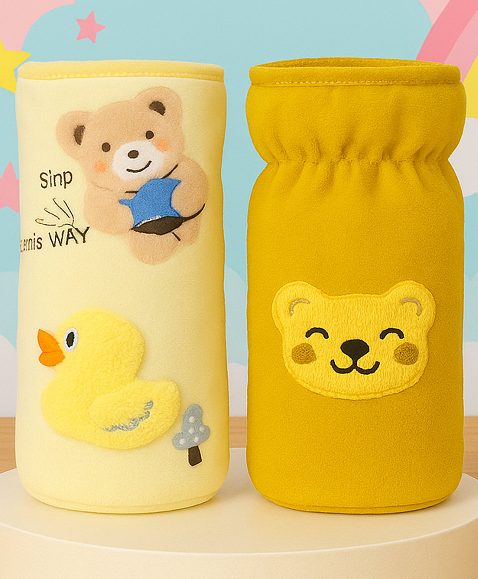 The Cheeky Kidzz Pack of 2 New Born Baby Nursing Feeding Bottle Cover with Soft Stretchable Velvet Attractive Cartoon Design I Baby Milk Feeder Bottle Cover 150 ML-250 ML Glass Steel Feeders-image-20