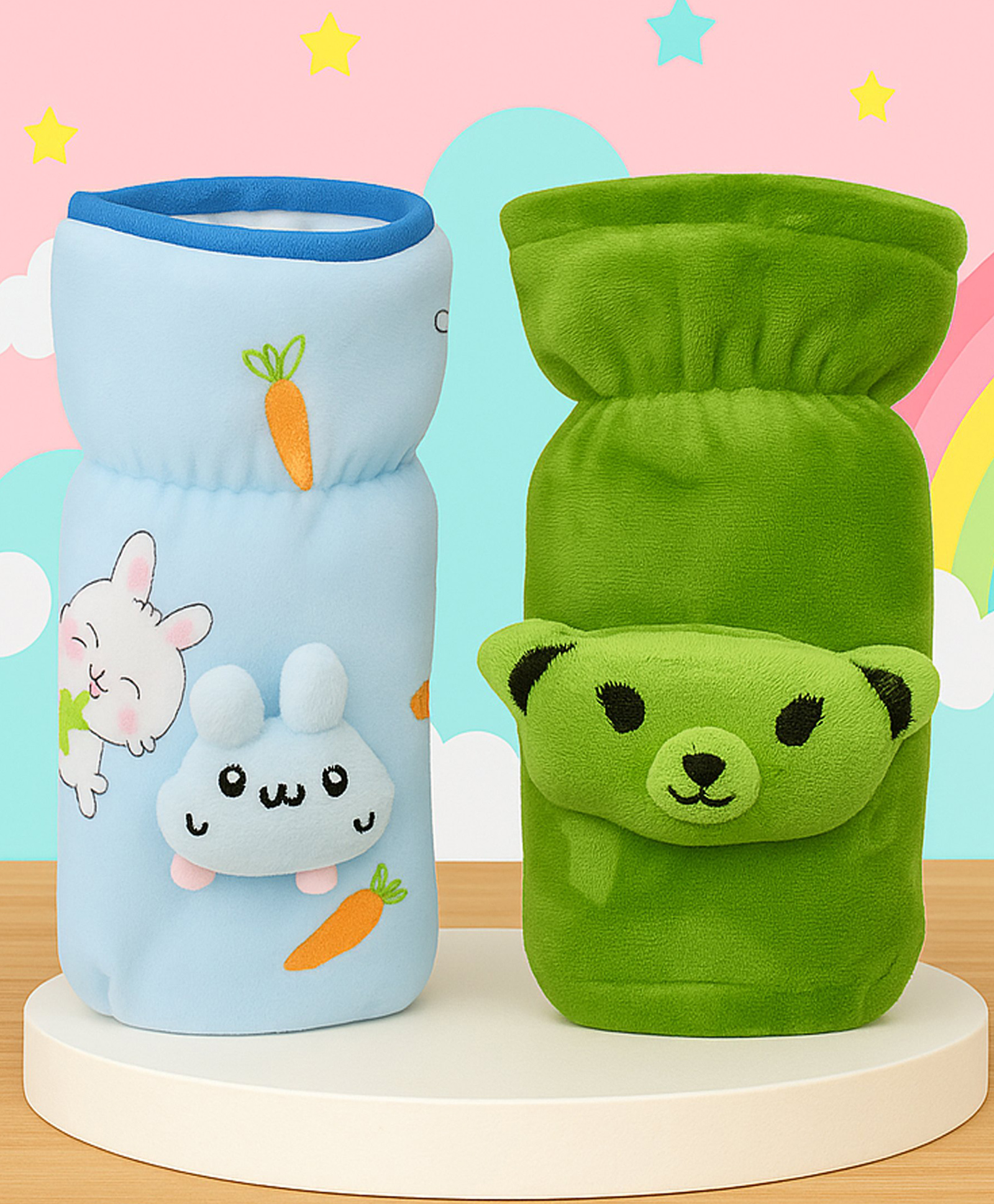 The Cheeky Kidzz Baby Feeder Bottles Cover With Holding Strap Suitable For 150ml 220ml 240ml 250ml Glass Steel Slim Neck (Blue,Green)-image-39