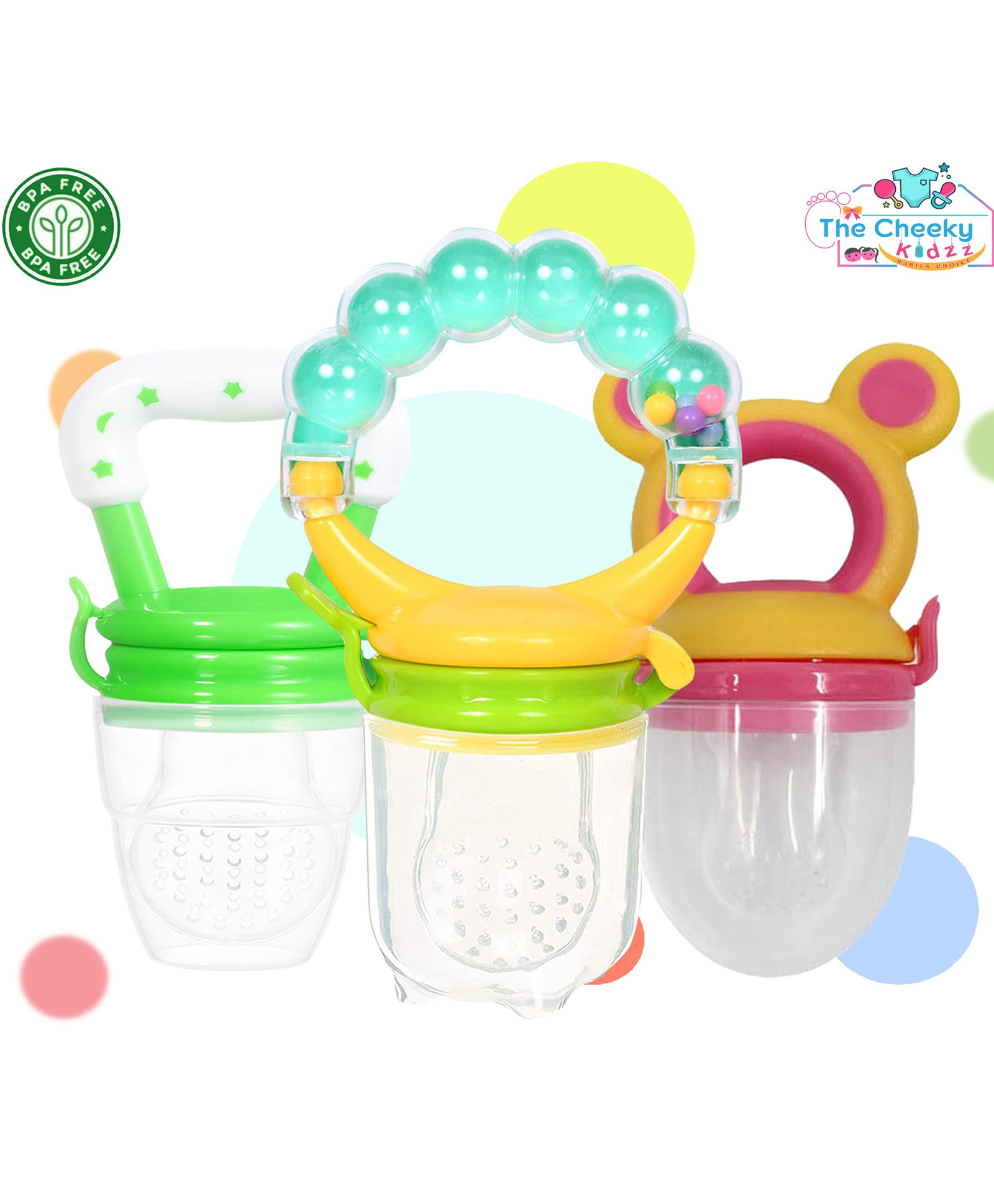 The Cheeky Kidzz Baby Pack Of 3 Fresh Fruit Vegetable Food Feeder Nibbler For Kids/Toddlers/Infants BPA Free (Green,Pink)-picture-31