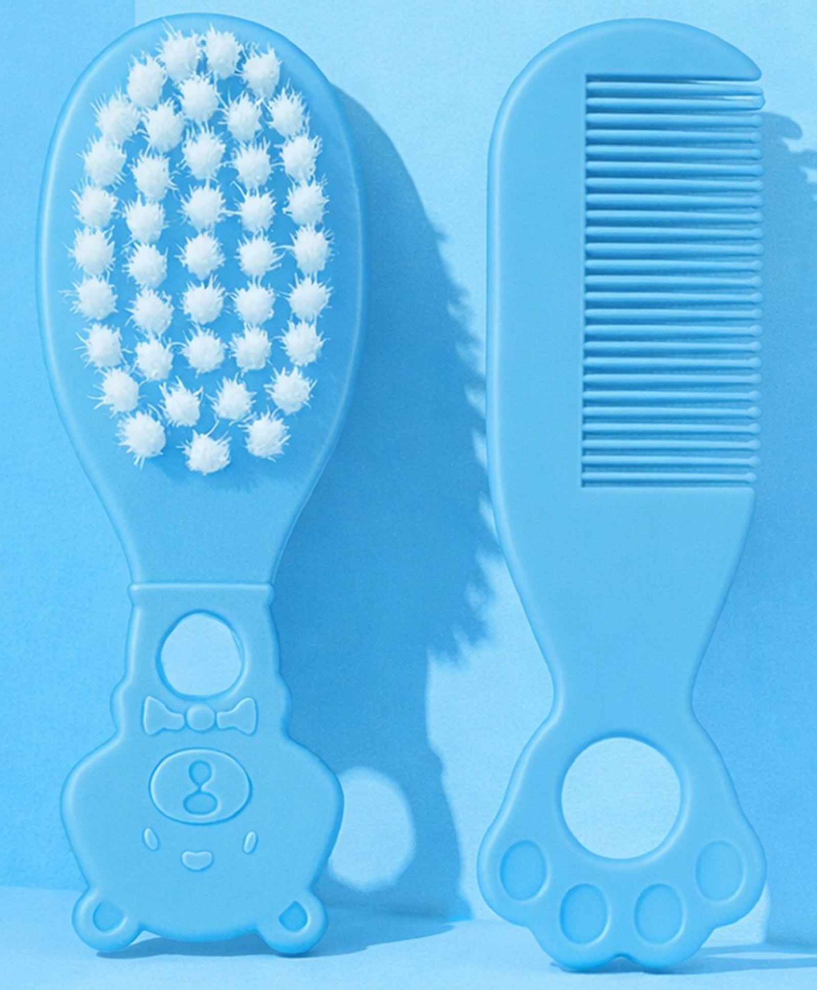 The Cheeky Kidzz New Born Baby Soft Bristles Hair Loop Design Comb And Soft Bristles Brush For Babies Sensitive Skin Hair Care (BLUE)-picture-11