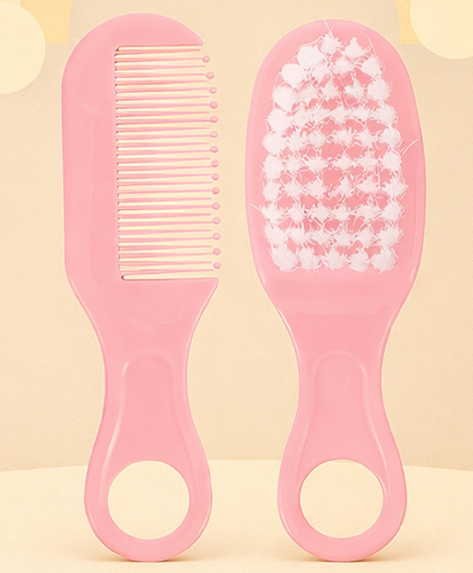 The Cheeky Kidzz New Born Baby Soft Bristles Hair Loop Design Comb And Soft Bristles Brush For Babies Sensitive Skin Hair Care (PINK)-image-33