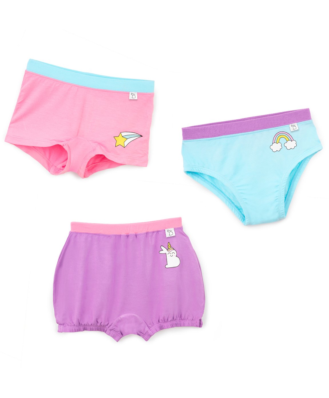 SuperBottoms Bamboo Pack Of 3 Rainbow & Star Printed Panty Bloomer & Boyshorts Set - Multi Colour-image-35