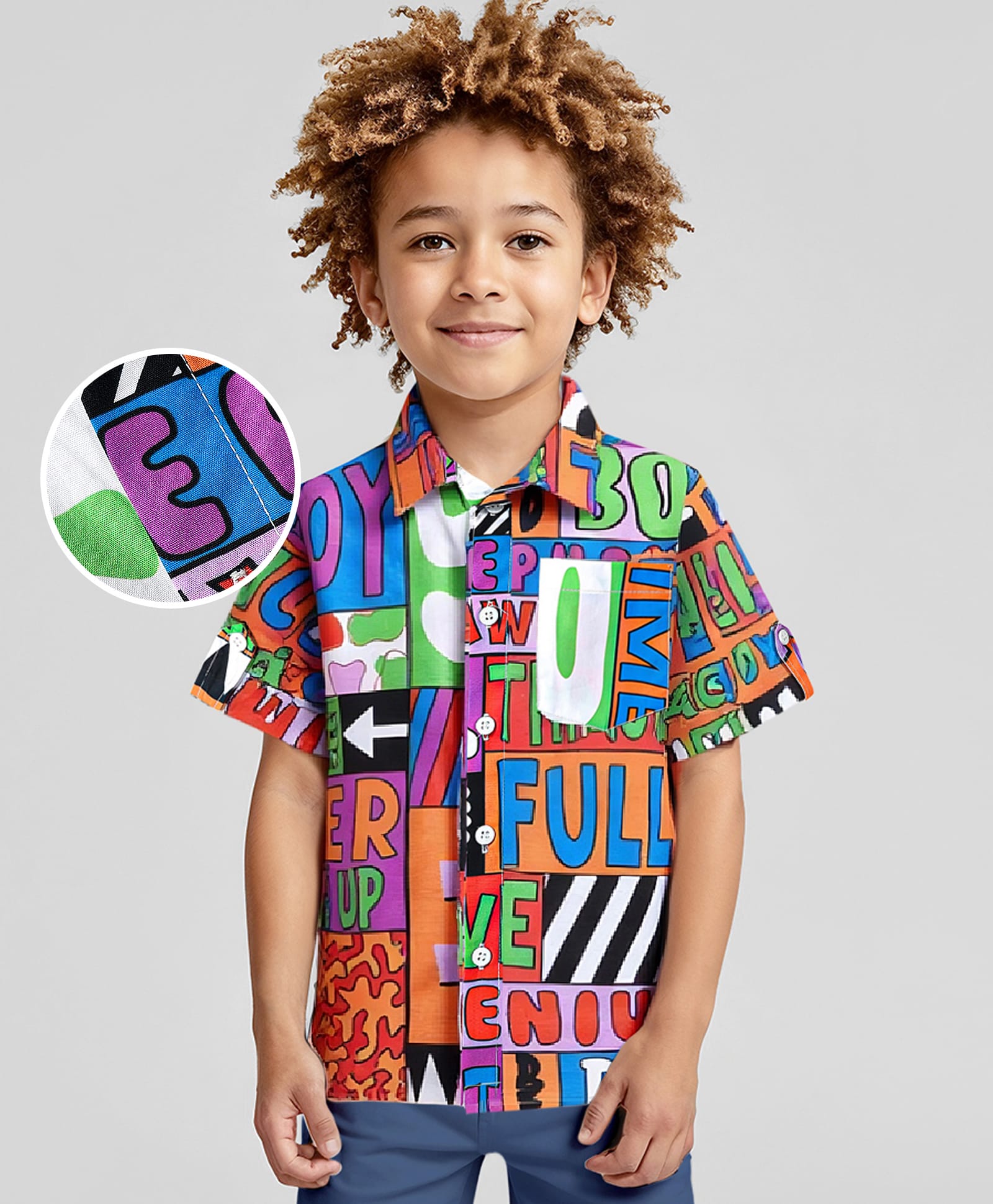 OLLINGTON ST. 100% Cotton Half Sleeves Shirt With Text Print - Multicolour-picture-10