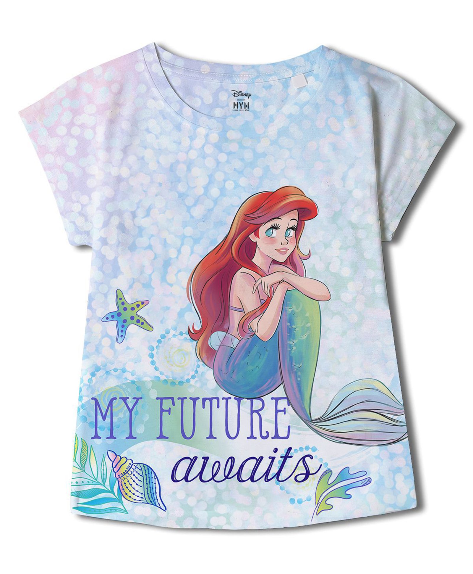 Wear Your Mind Disney The Little Mermaid Featuring Half Sleeves Ariel Printed Top - White-picture-32