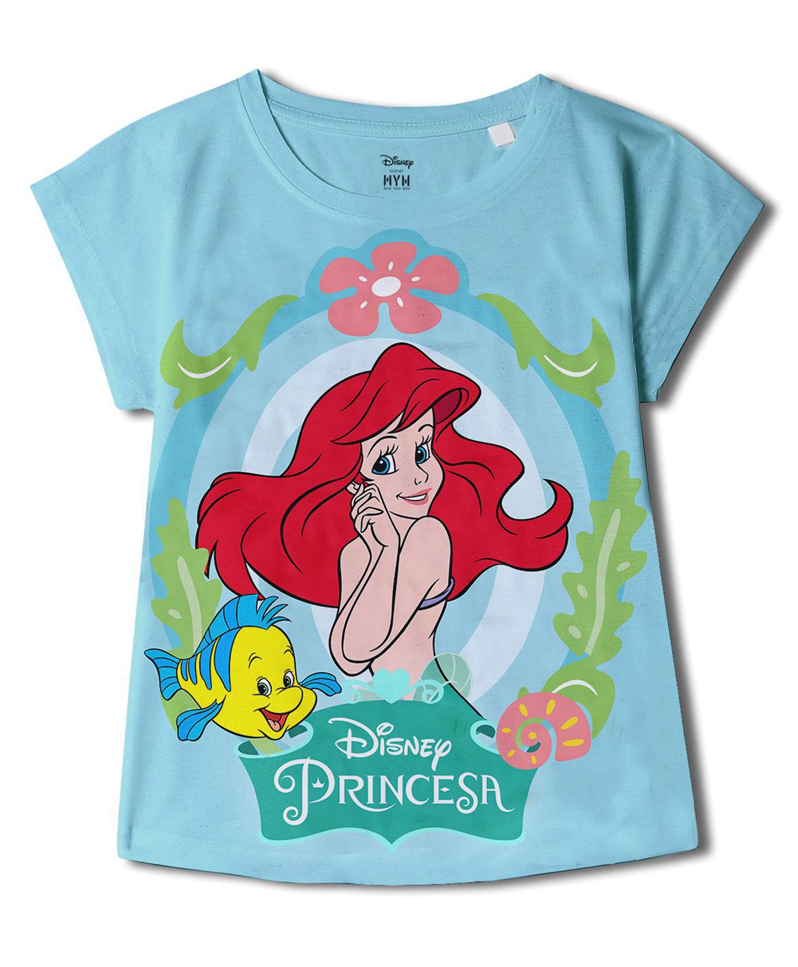 Wear Your Mind Disney The Little Mermaid Featuring Half Sleeves Ariel Printed Top - Sky Blue-picture-20