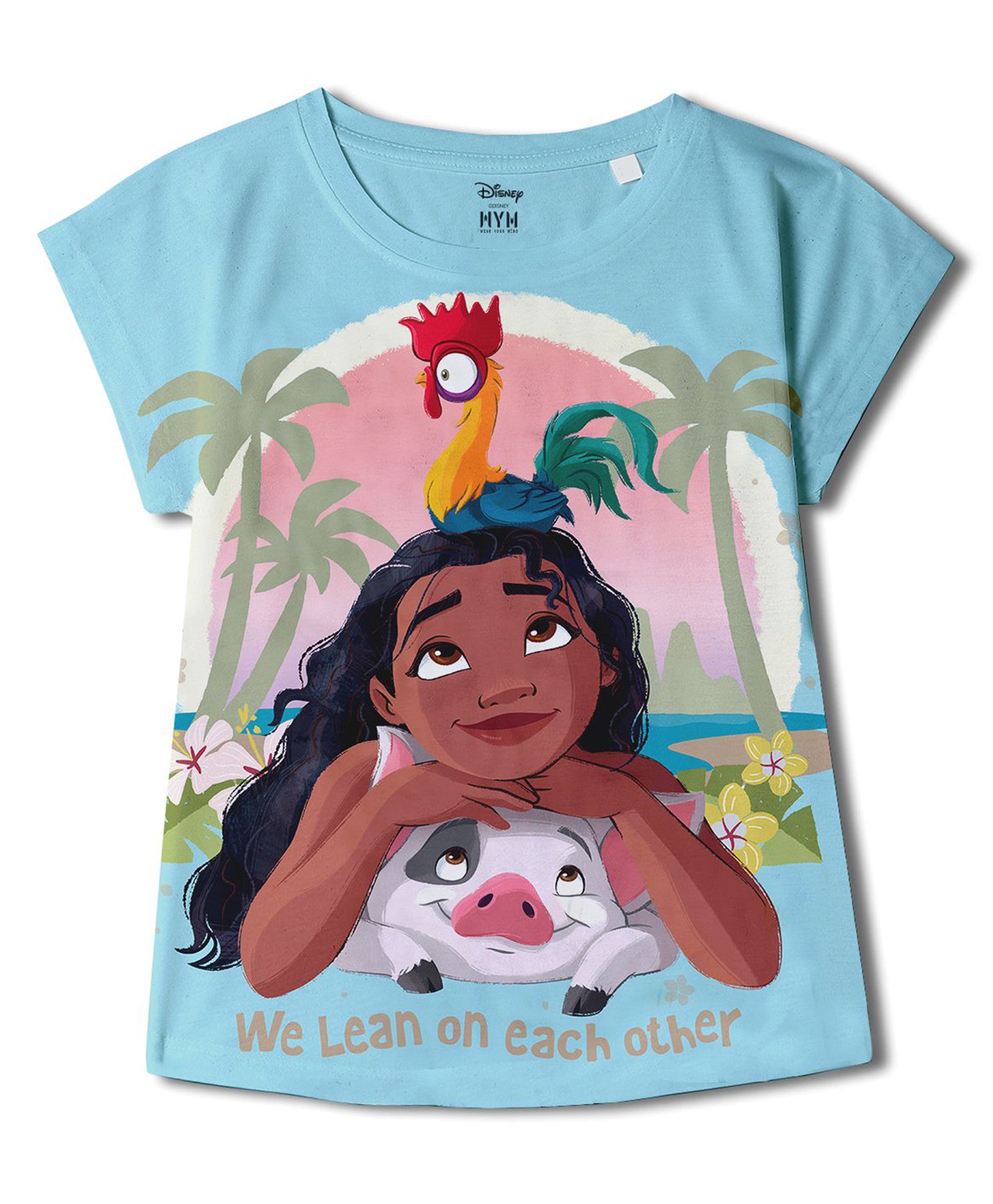 Wear Your Mind Disney Moana Featuring Half Sleeves Characters Printed Top - Sky Blue-picture-40