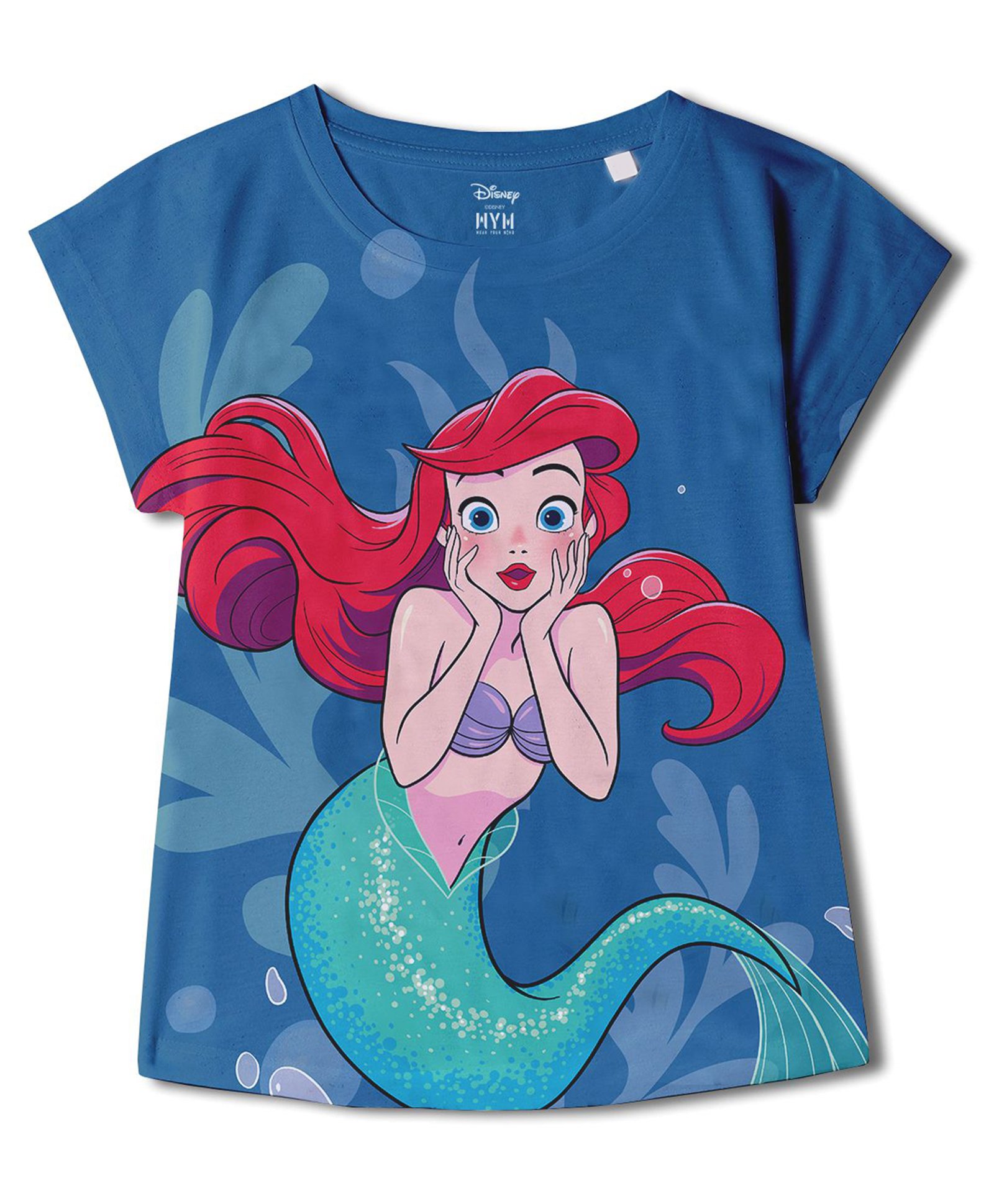 Wear Your Mind Disney The Little Mermaid Featuring Half Sleeves Ariel Printed Top - Royal Blue-picture-18