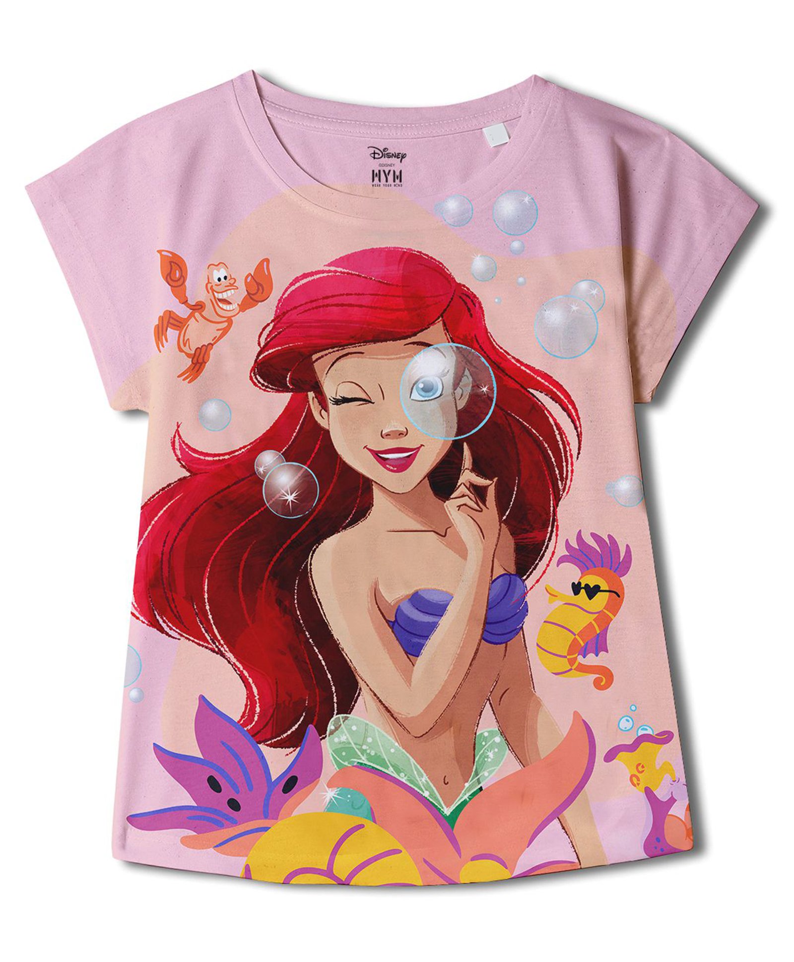 Wear Your Mind Disney The Little Mermaid Featuring Half Sleeves Ariel Printed Top - Pink-picture-27