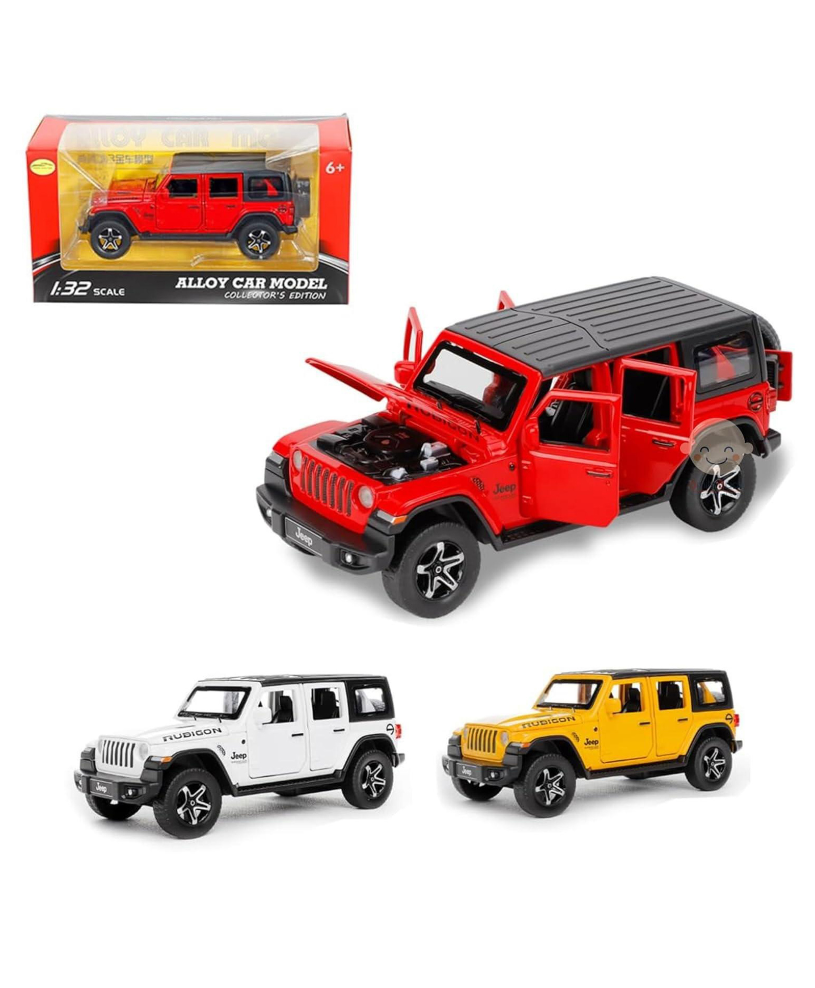 Awestuffs 1:32 Scale Model Car Exclusive Alloy Metal Pull Back Die-cast Car Jeep Wrangler Rubicon Toy Car(Colors As Per Stock)-image-36