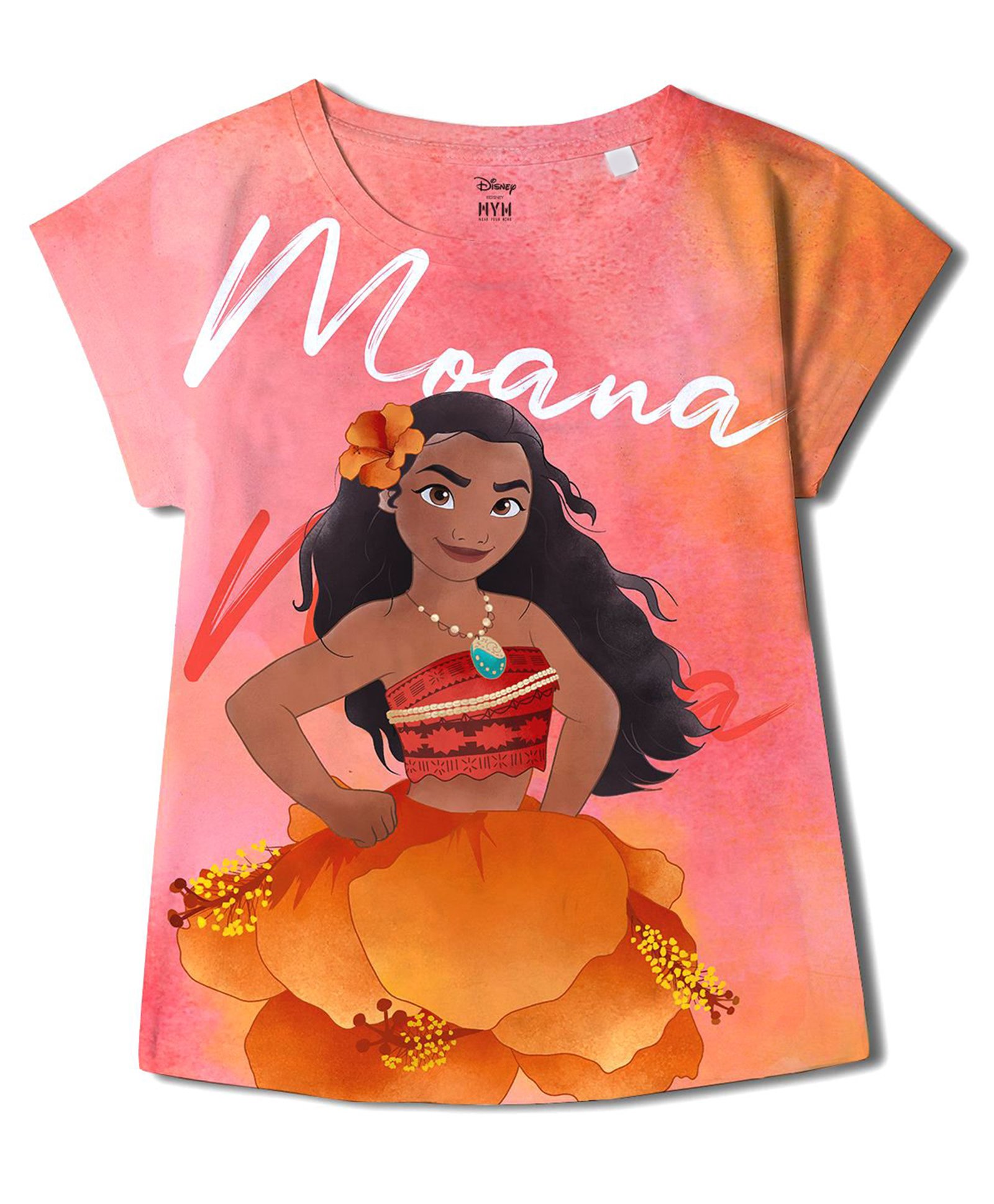 Wear Your Mind Disney Moana Featuring Half Sleeves Character Printed Top - Pink-picture-38