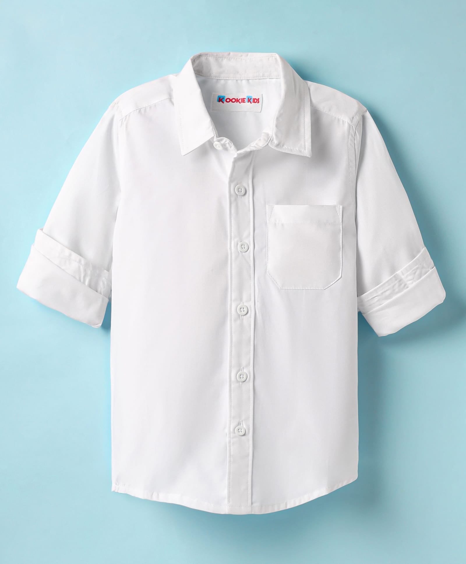 kookie kids india Kookie Kids Woven Full Sleeves Solid Party Shirt With Front Pocket - White-picture-34