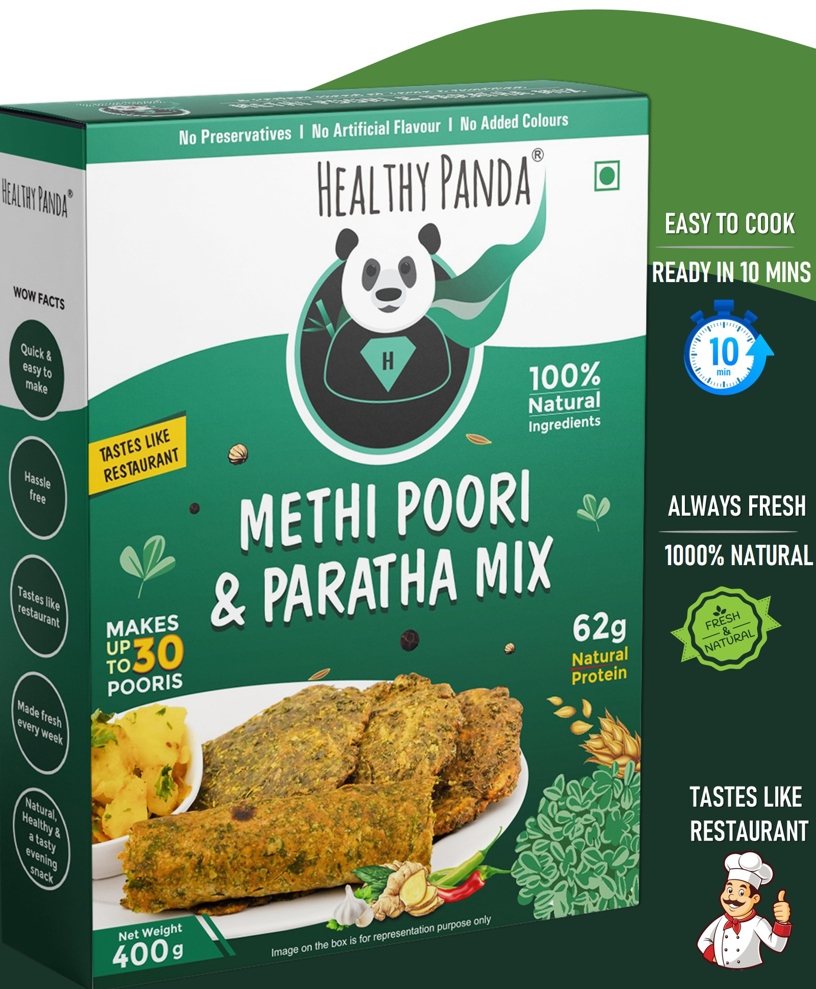 HEALTHY PANDA-Ready to cook| Methi Poori Mix | Paratha Mix |Instant Healthy breakfast & snack for Kids |- 400 g-image-49