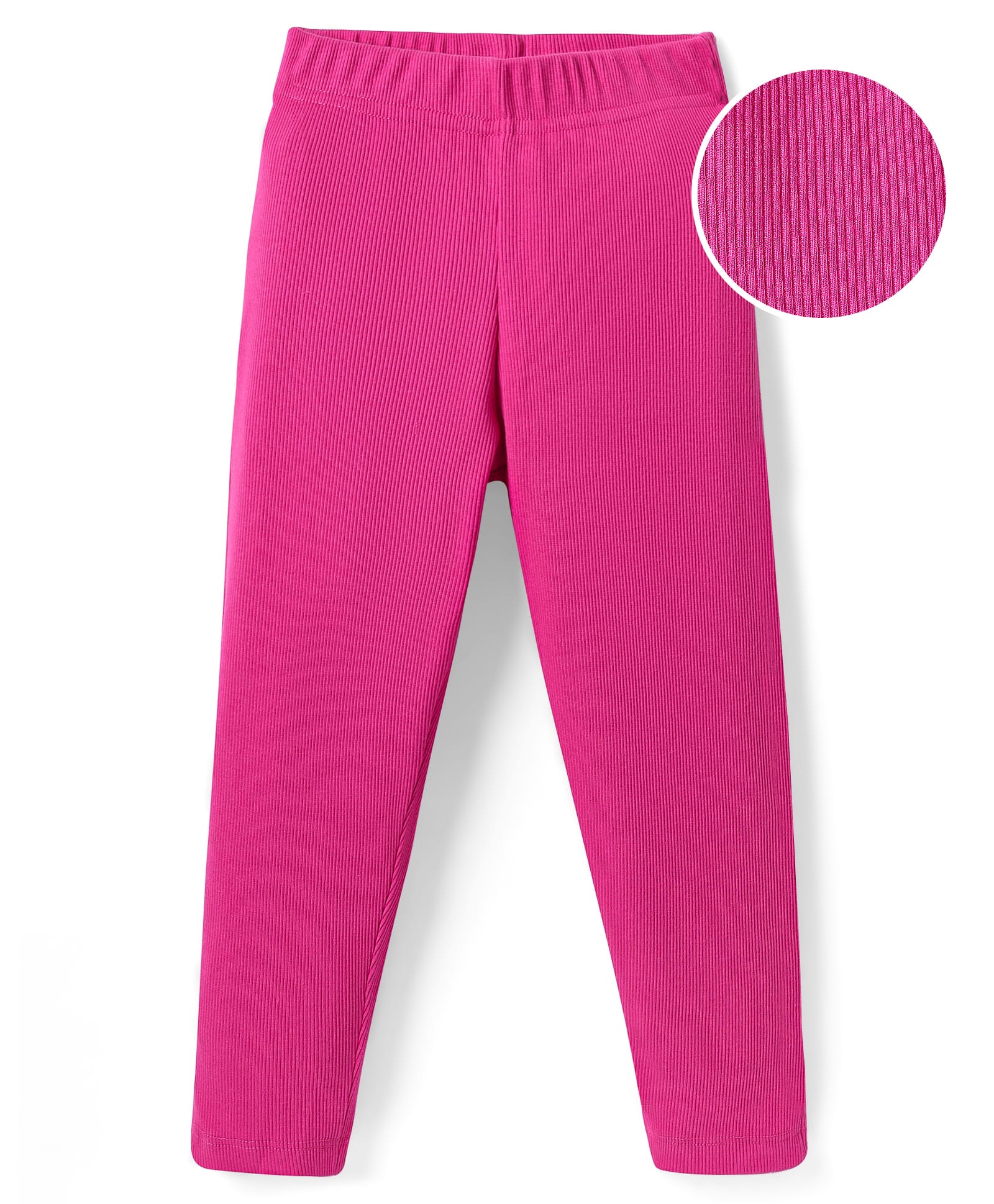 kookie kids india Kookie Kids Rib Cotton Elastane Knit Full Length Solid Legging With Elasticated Waist - Fuchsia-picture-12