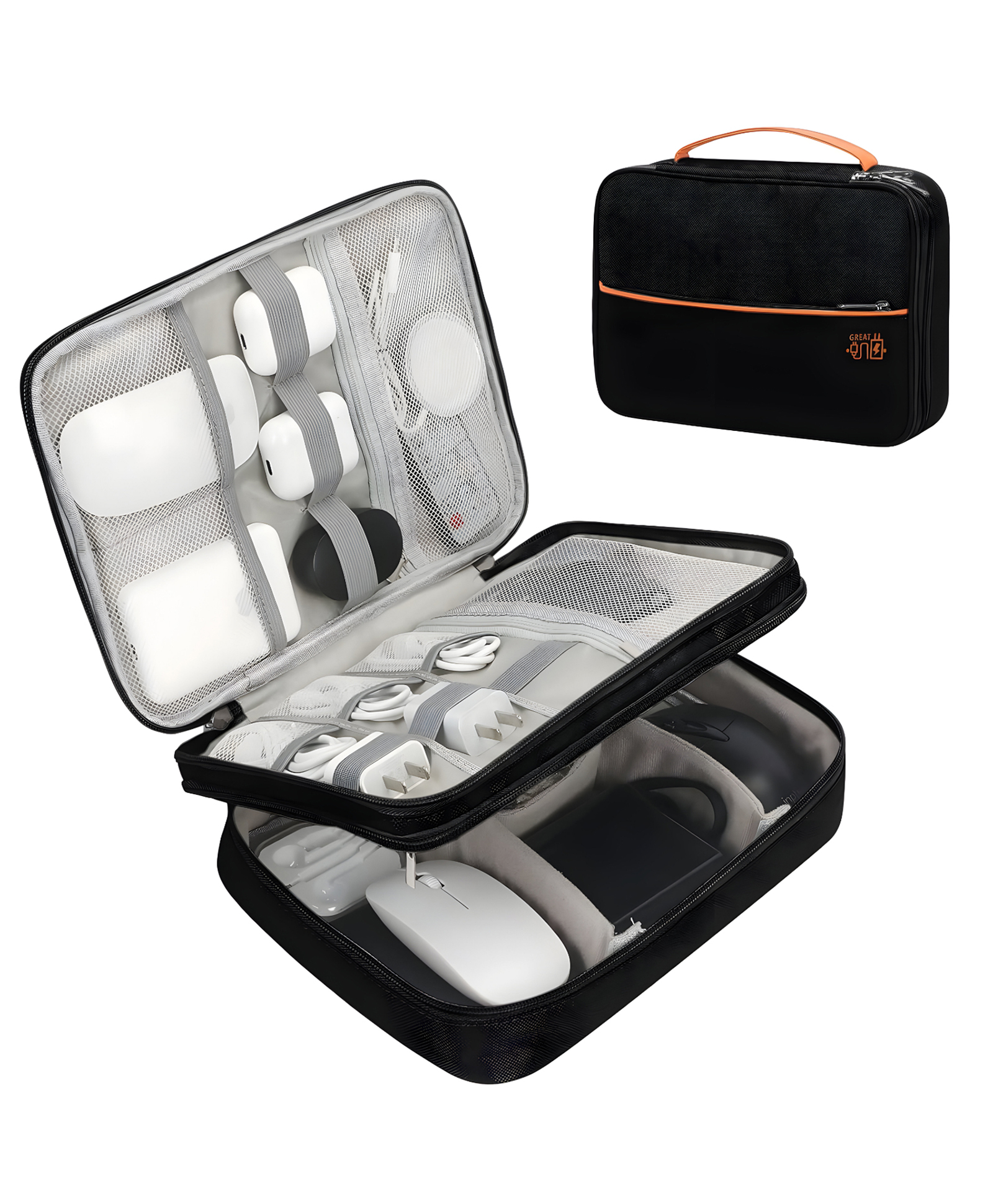 SCHOOLISH Large Electronic Organizer, Double Layer Waterproof Travel Cable Organizer Bag Pouch for Electronics Accessories Portable Carrying Case for Tablet, Cord, Charger, Earphones- PACK OF 1- COLOR MAY VARY-image-33