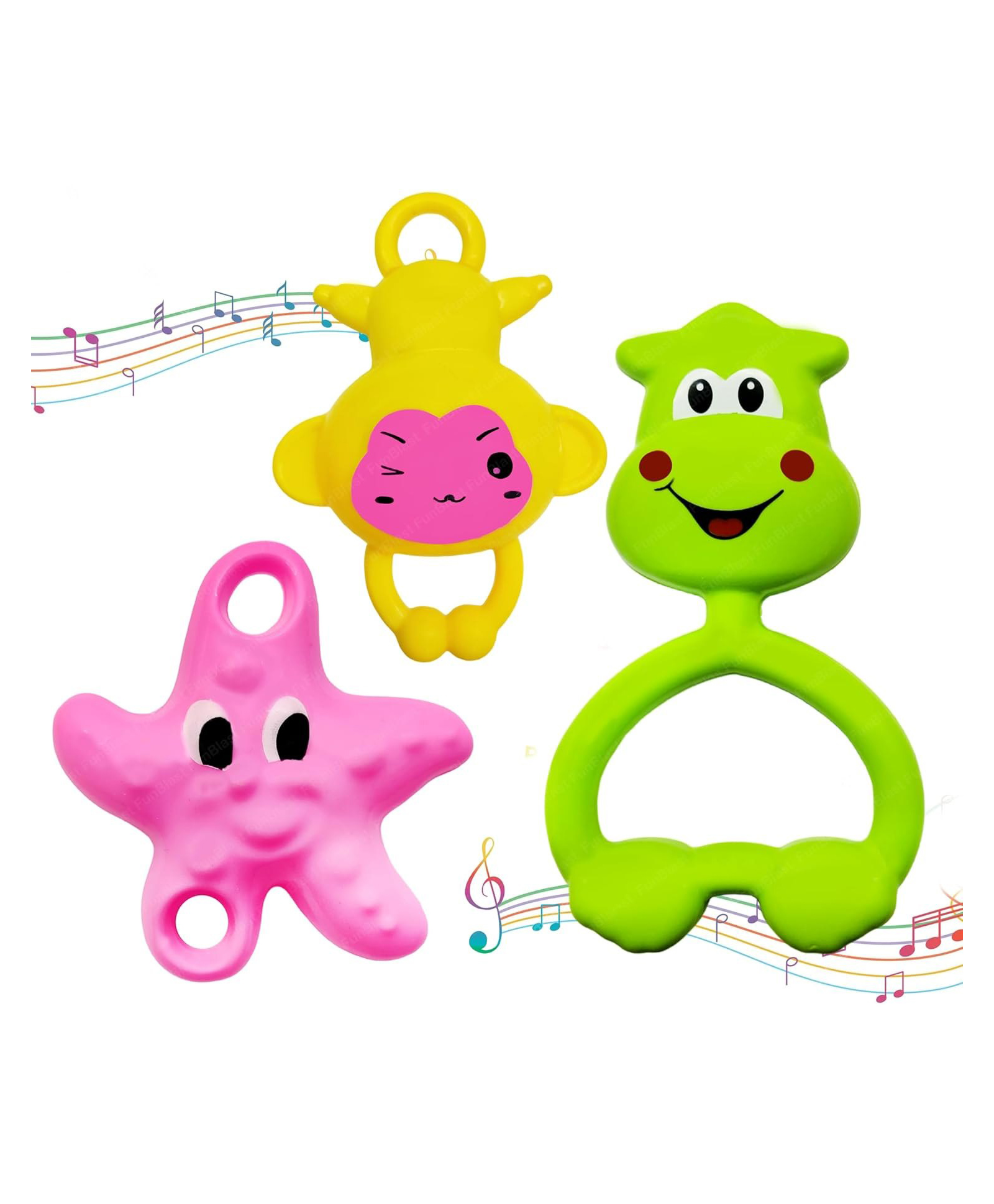 Bunie Colourful Attractive Sound Rattles for Babies3 Pcs Assorted Design-image-25
