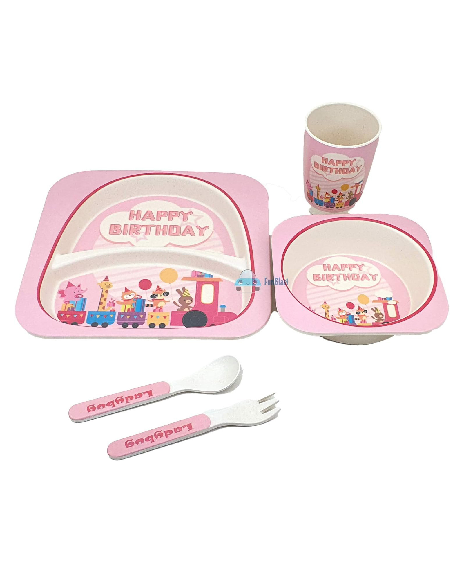 Bunie Happy Birthday Theme Bamboo Fibre Feeding Tableware Set for Kids - 5 Pcs-picture-13