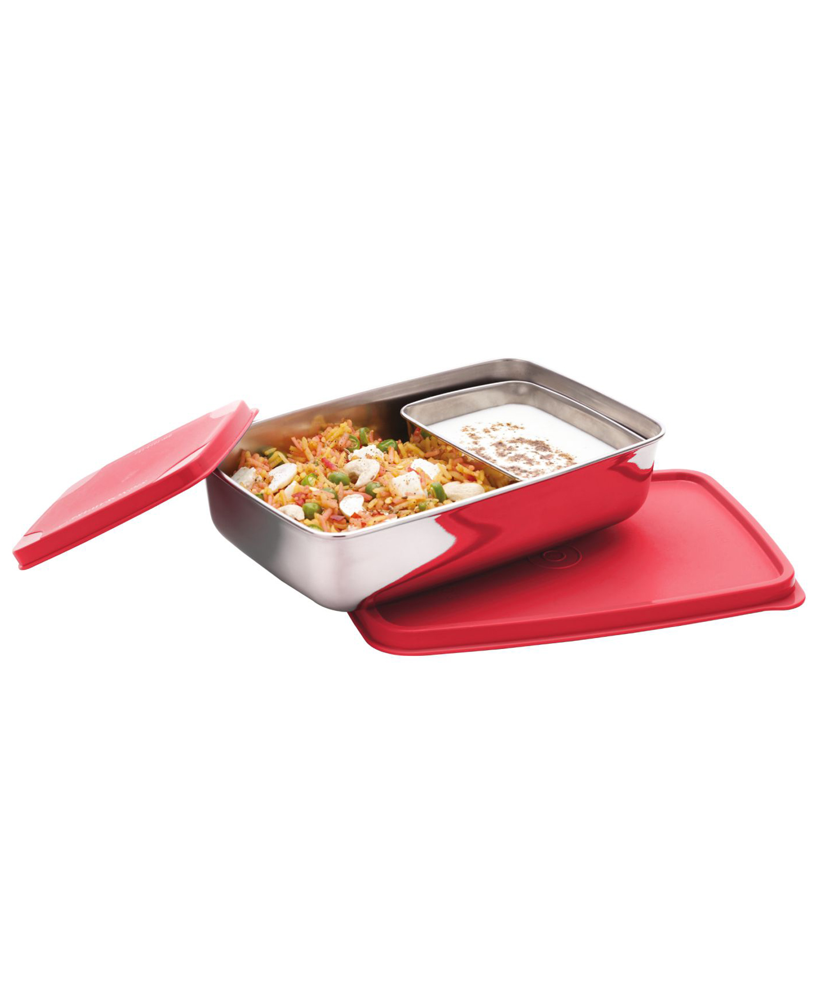 Signoraware Compact Steel Lunch Box In Small Size - Red-picture-49