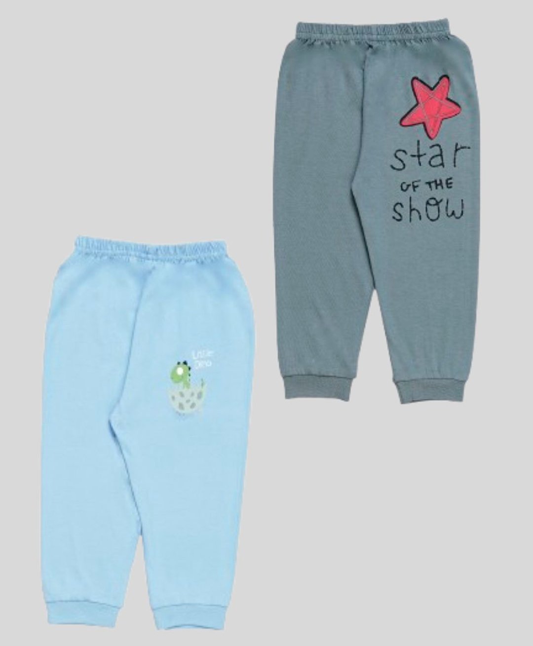 Tiny Hugs Cotton Pack Of 2 Star Of The Show Text & Baby Dinosaur Printed Pajamas - Multi Colour-picture-14