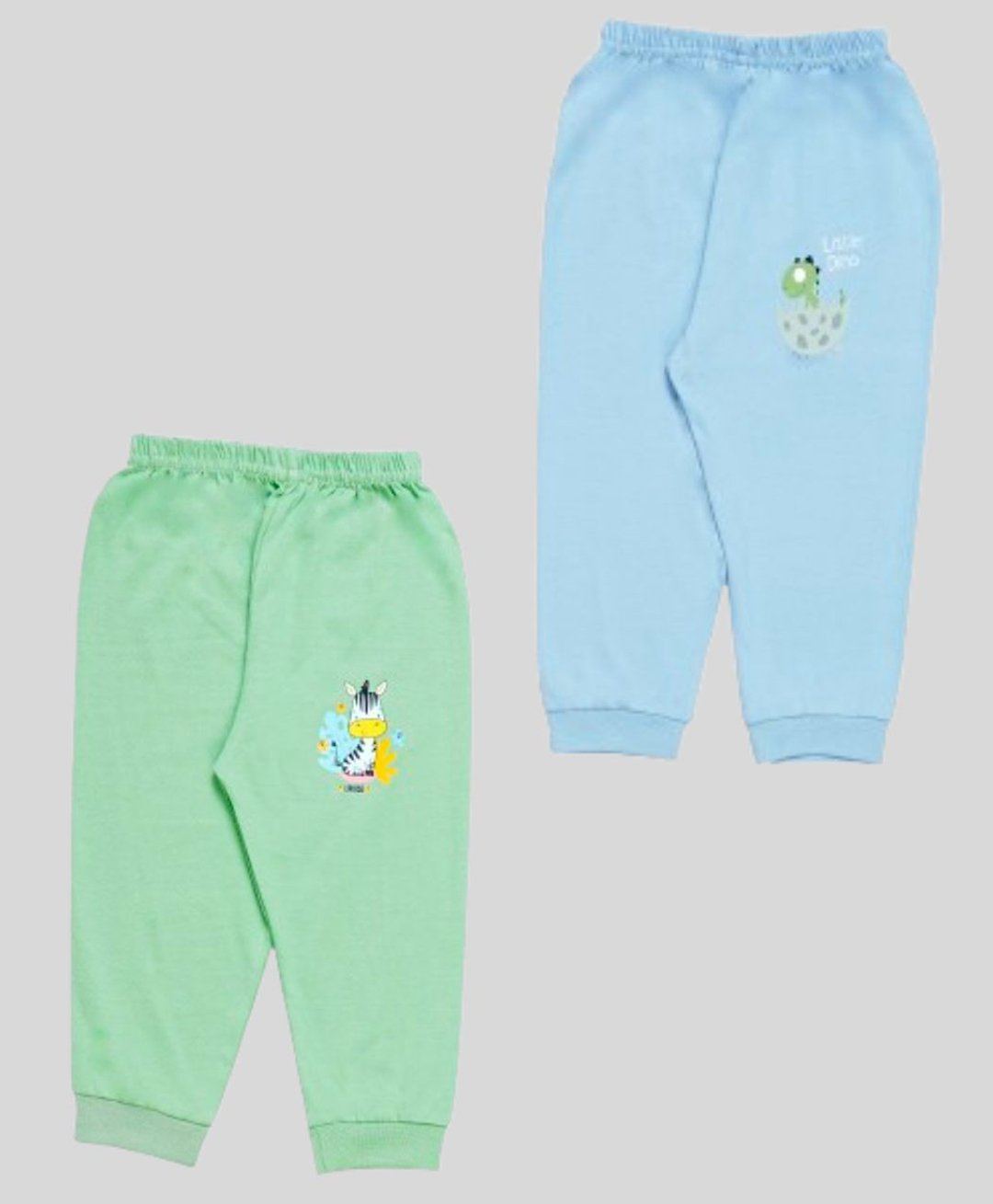 Tiny Hugs Cotton Pack Of 2 Baby Zebra & Baby Dinosaur Printed Joggers - Multi Colour-picture-10