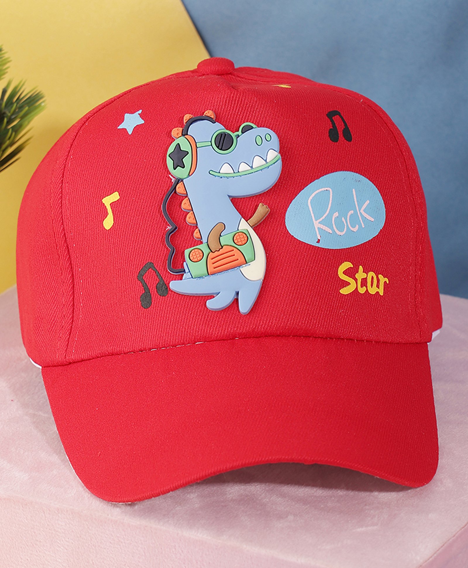 PASSION PETALS Cotton Dinosaur Applique Detailed Summer Cap - Red-image-5