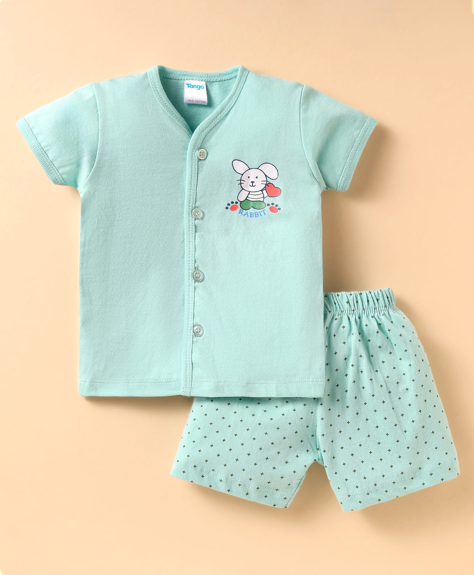 Tango Single Jersey Half Sleeves Shorts Night Suit with Rabbit Print - Mint-image-41