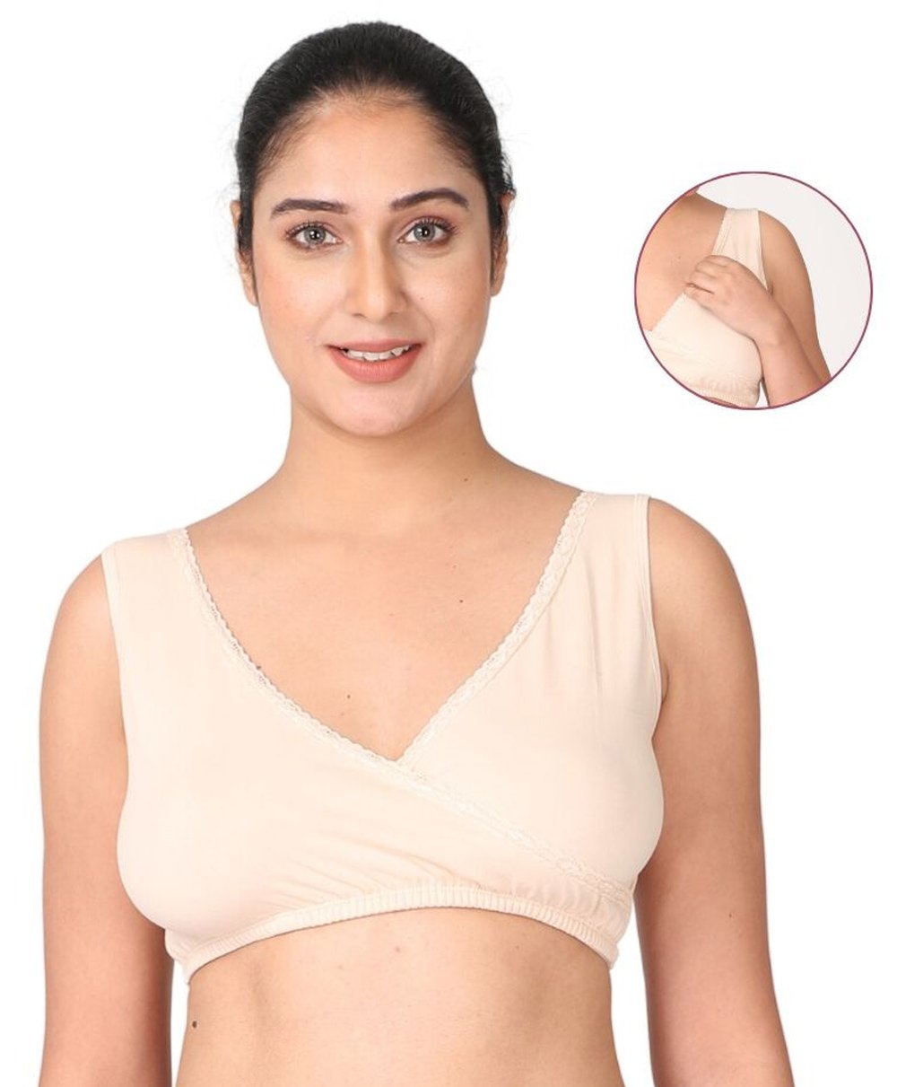 Morph Solid Skin Friendly Sleeping Bra With Pull Over Nursing Access - Skin-picture-19