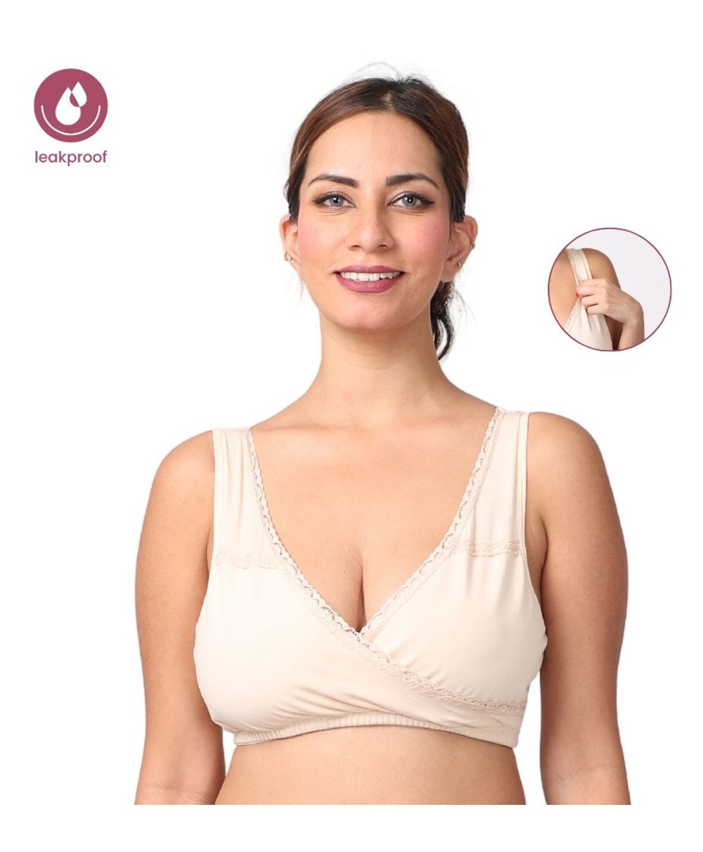 Morph Lace Detailed Maternity Leakproof Nursing Sleep Bra - Skin-picture-14