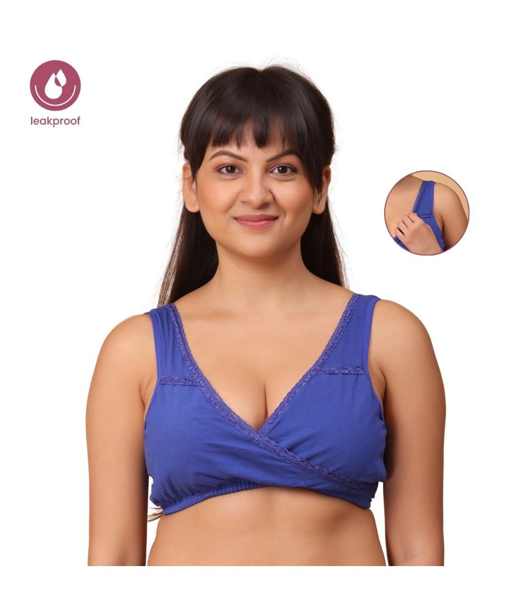 Morph Lace Detailed Maternity Leakproof Nursing Sleep Bra - Royal Blue-picture-15