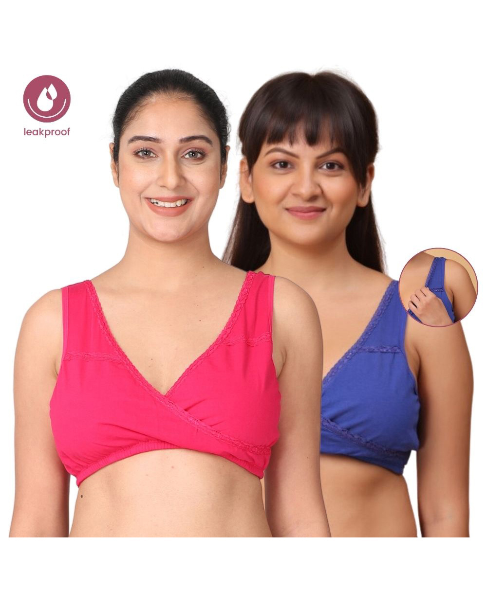 Morph Pack Of 2 Leak Proof Maternity Leakproof Nursing Bras - Royal Blue & Dark Pink-picture-46