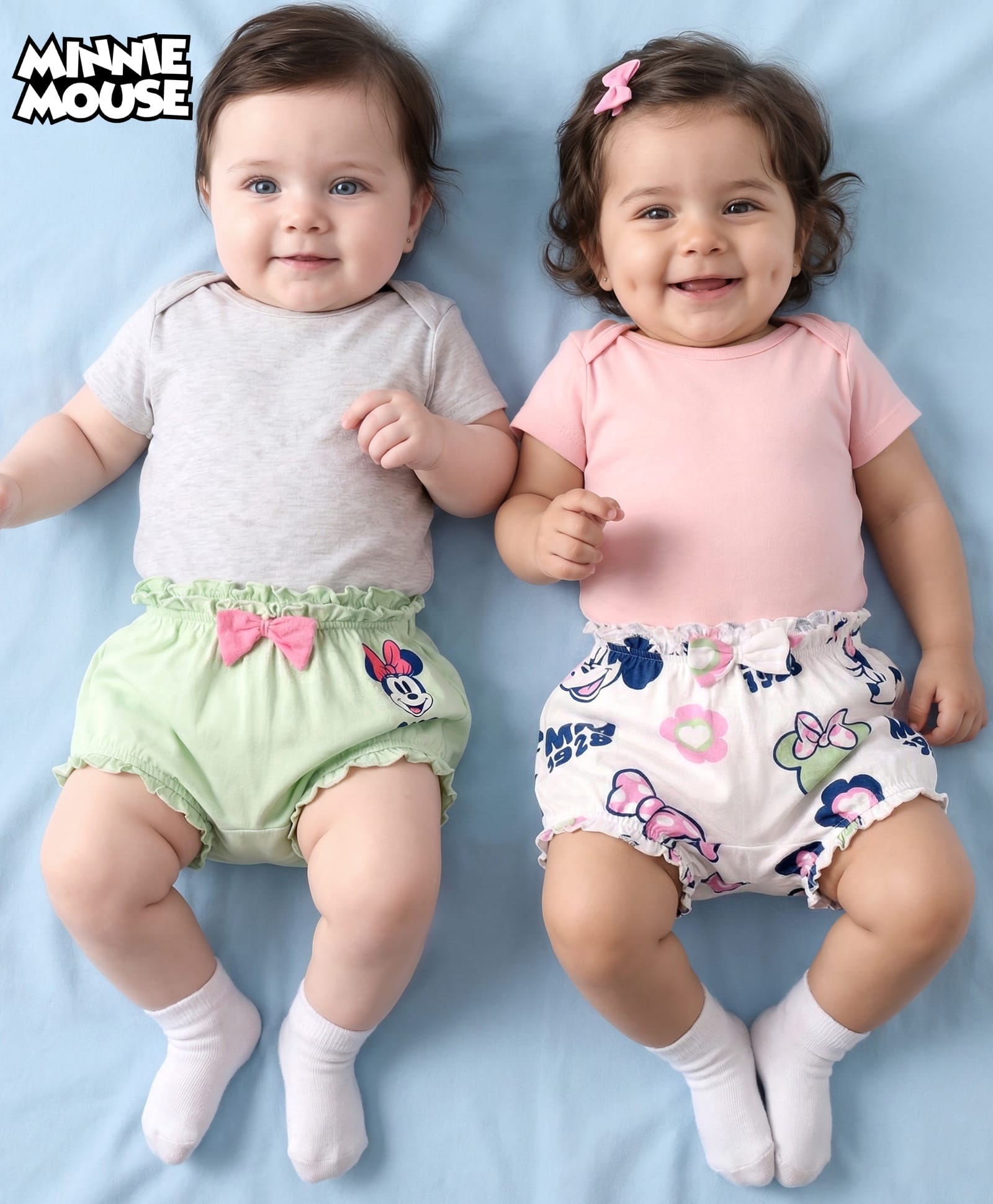 Babyoye Disney Interlock Knit Bloomers With Minnie Mouse Family Graphics Pack Of 2 - White & Light Green-picture-21